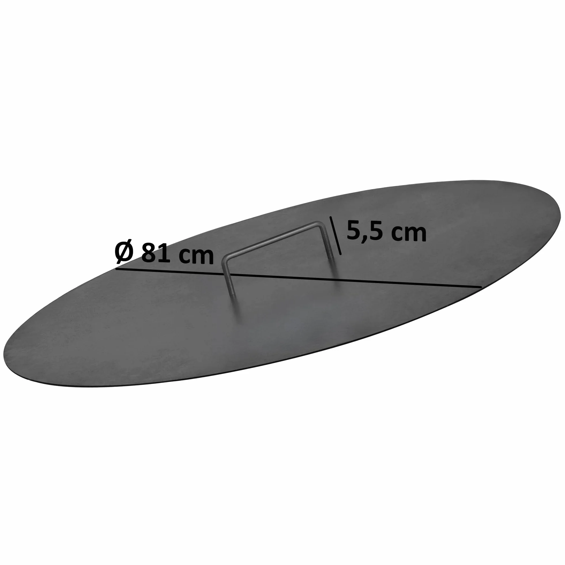 BBQ-Toro Cubierta para brasero de 80 cm de diámetro, color negro, placa de cubierta con asa
