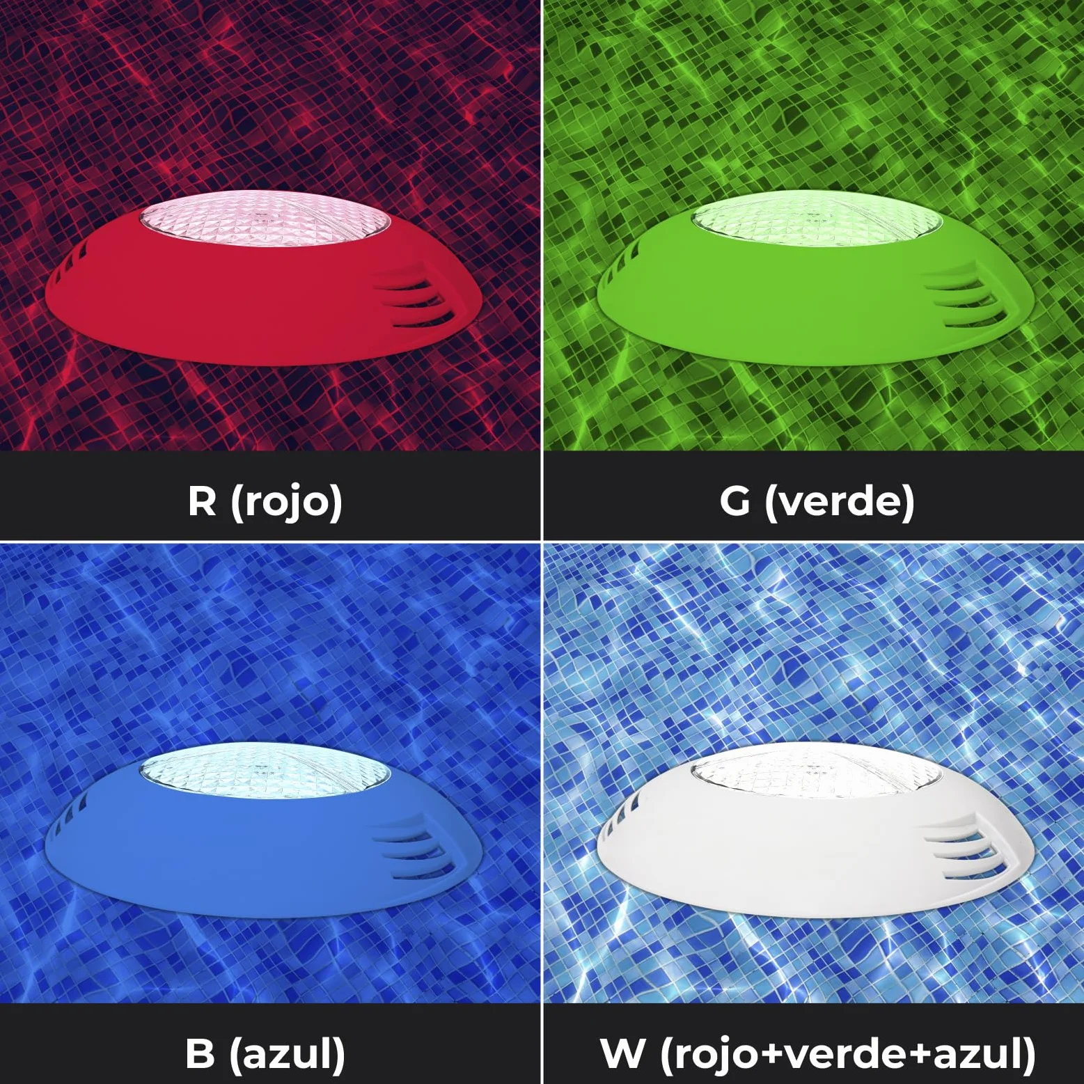 LED ATOMANT Lote de 2 Focos de piscina LED 45W RGB 12V AC, Luz para Piscina Impermeable IP68 Sumergible, Cable 1,5m, Con Mando a distancia por control remoto