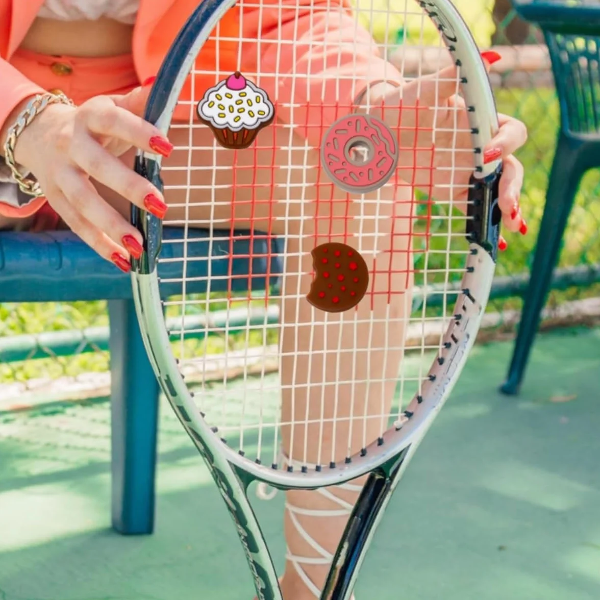 Amortiguador de Raqueta de Tenis 6 Piezas Silicona Antivibradores Hamburguesa Pastel Papas Fritas