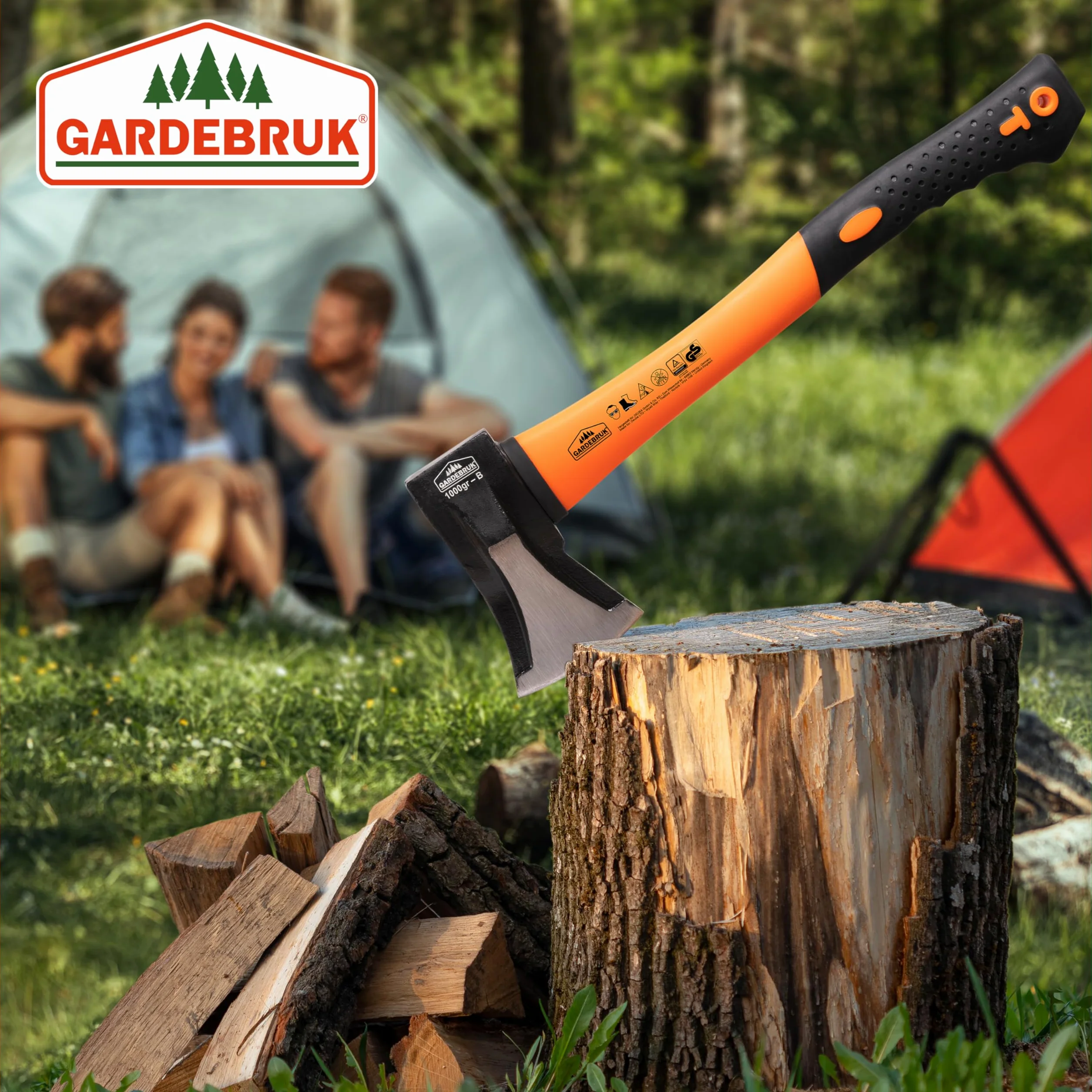GARDEBRUK® Hachas para Leña de Mano Grande 88,5cm,Hacha Pequeña 42,5cm, Acero al Carbono, Universal, Ergonómicas, Herramientas Jardineria Troncos