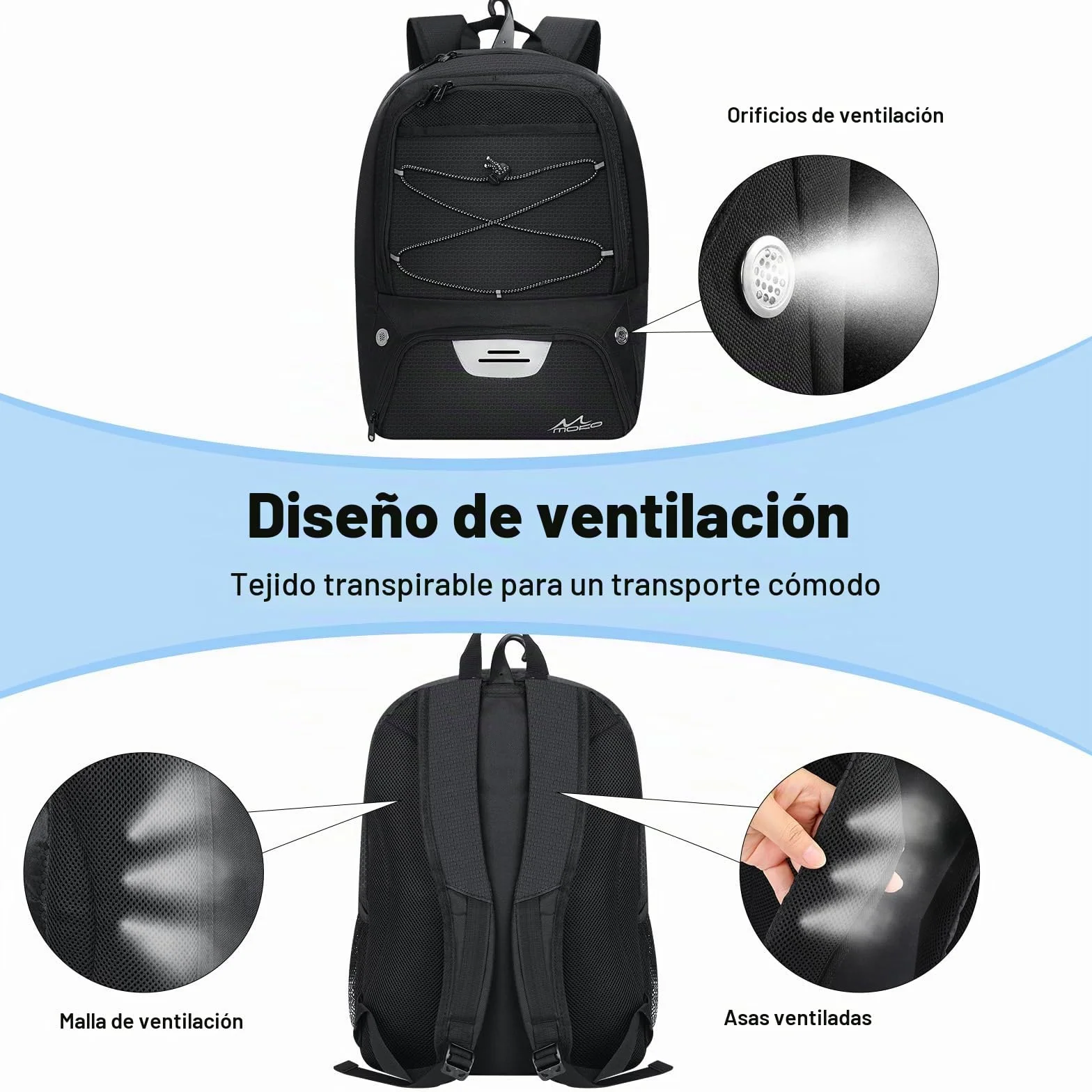 MoKo Mochila de Baloncesto con Compartimentos Separados para Pelotas y Zapatos