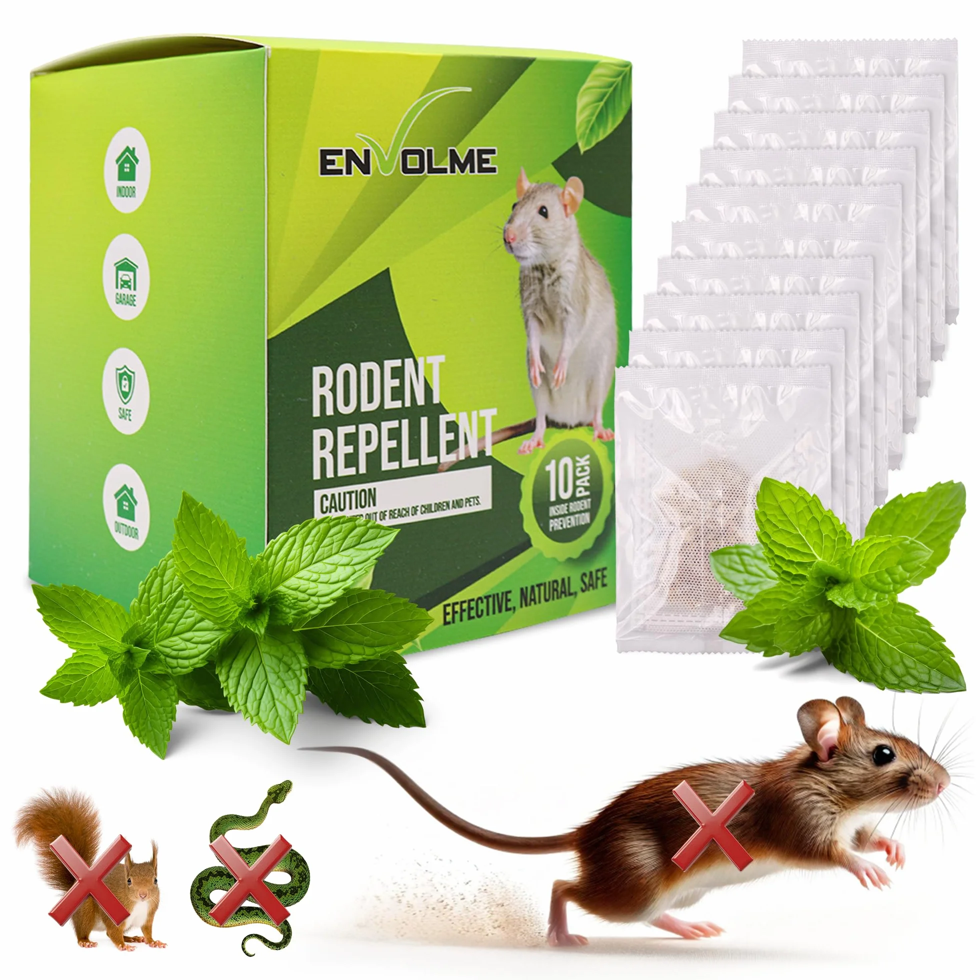 Repelente Ratas y Ratones - Ahuyentador de Ratas y Ratones - hasta 6 Meses de duracion - 10 Bolsas para Interiores y Exteriores Eficaz. Cuidado con el Medio Ambiente No Tóxico