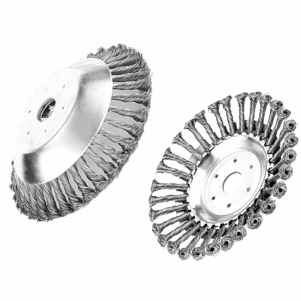 KNakasaki Cepillo Desbrozadora Profesional - Rueda de Alambre de Acero – Cabezal Recortador para Hierbas y Cultivo, Herramienta Manual Rotativa para Suelo y Jardinería