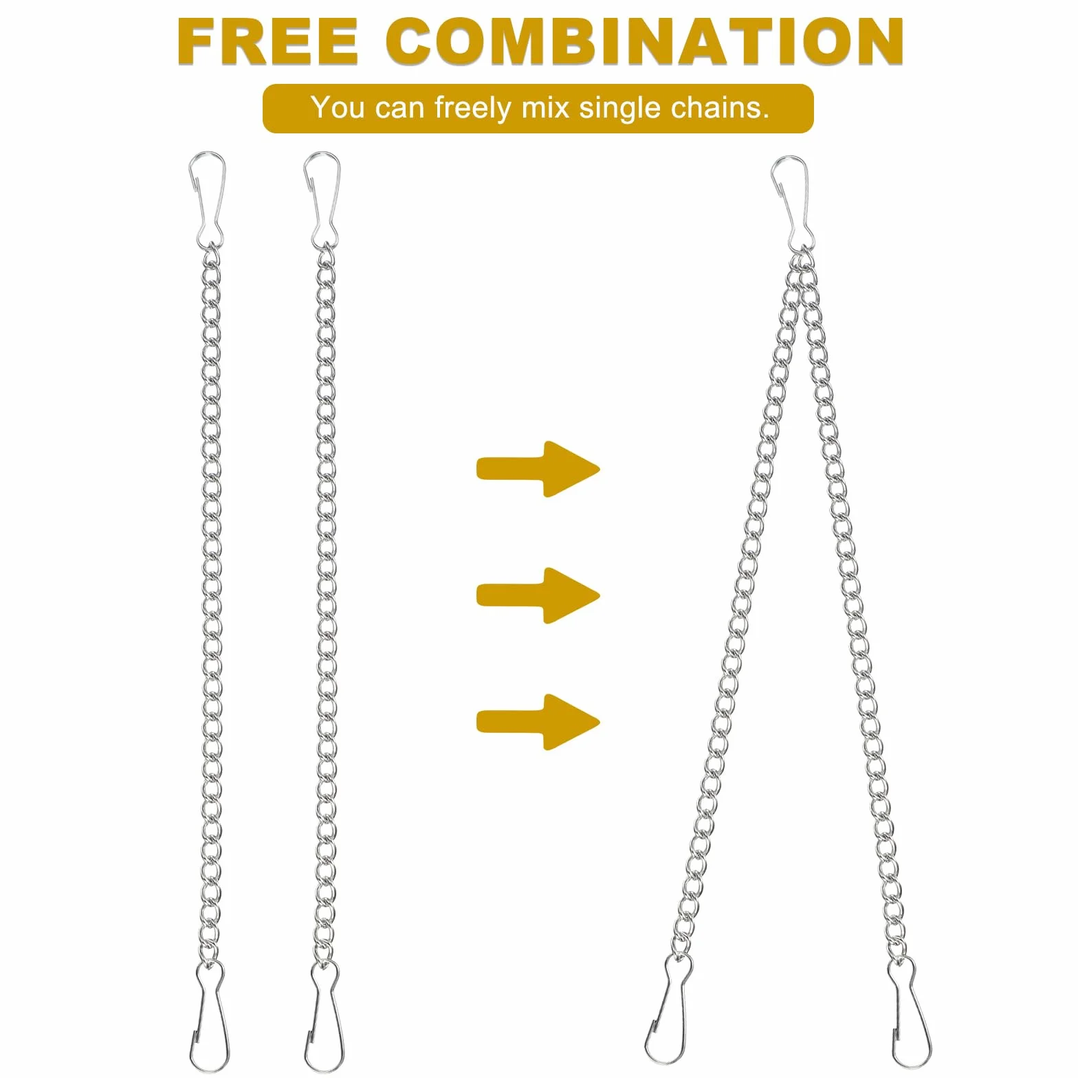PATIKIL 4 Piezas De Cadenas Colgantes Con Ganchos 50cm Soporte Para Plantas Comederos De Aves Macetas Faroles Campanas De Viento Pizarras Y Decoraciones Plateado