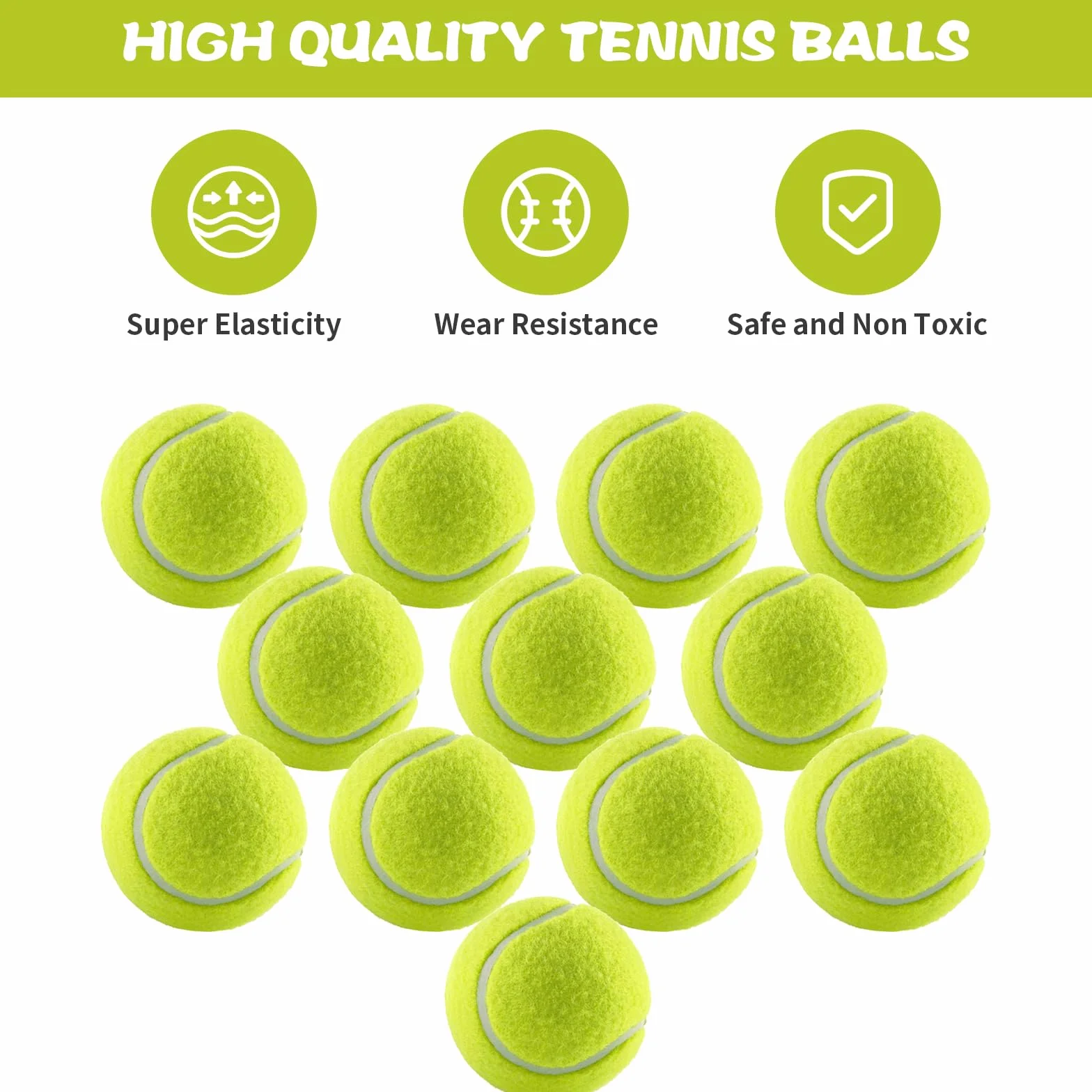Pelotas de Tenis para Perros 12 Piezas, Bolas Padel Amarillas Accesorio Entrenamiento