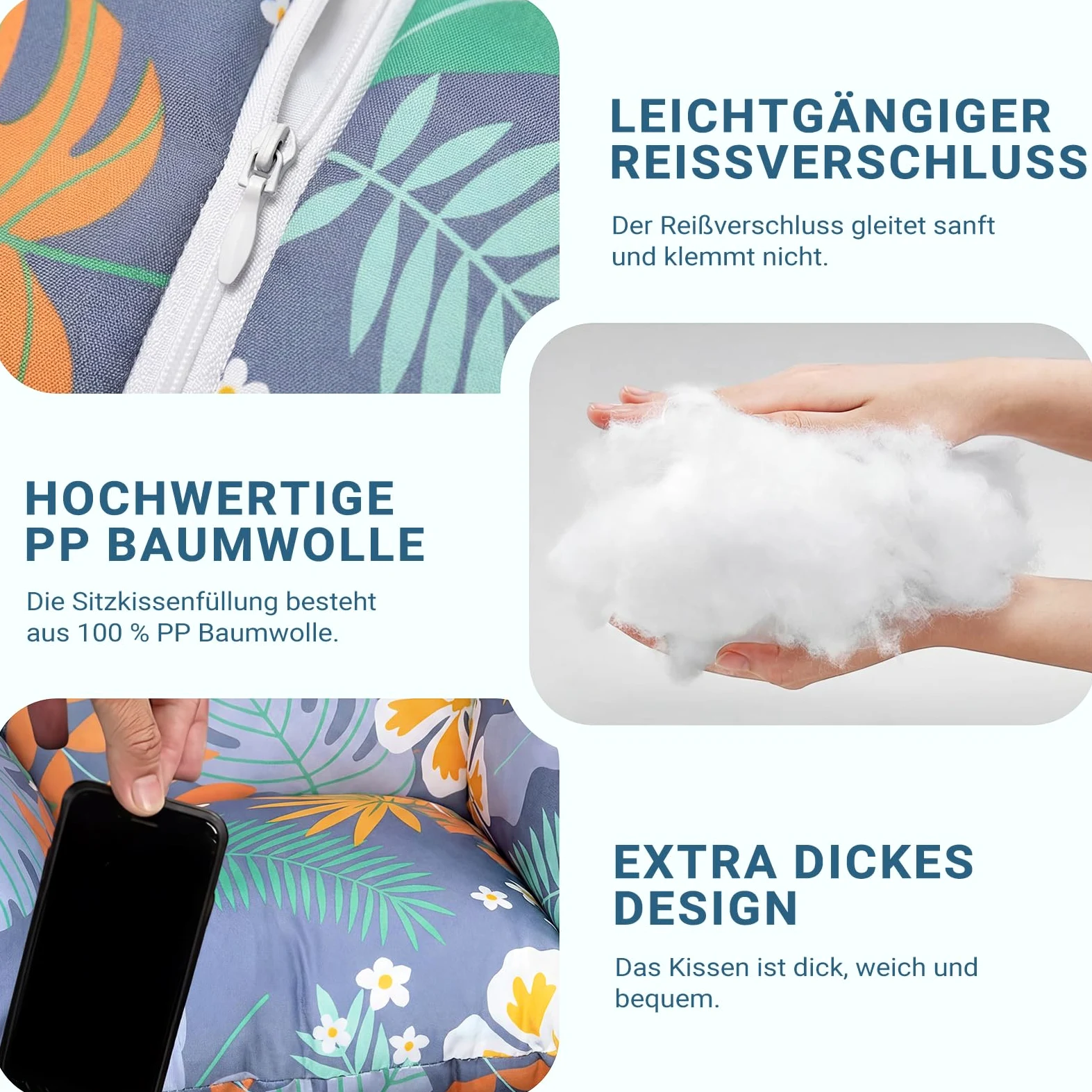 Cojín colgante para sillón mecedora para exterior: moderno, cojín de poliéster, suave, resistente al agua, cojín de repuesto, cojín de jardín, cojín con reposacabezas para sillón colgante de