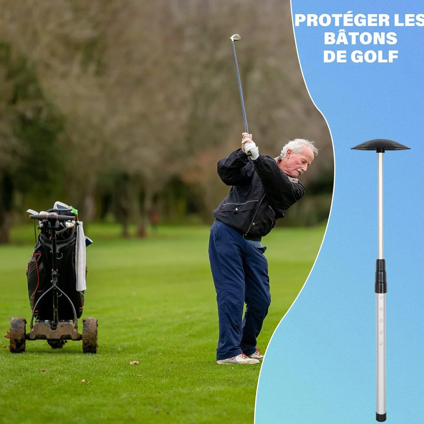 OUUTMEE Barra de apoyo para bolsas de golf de aluminio hexagonal resistente al impacto