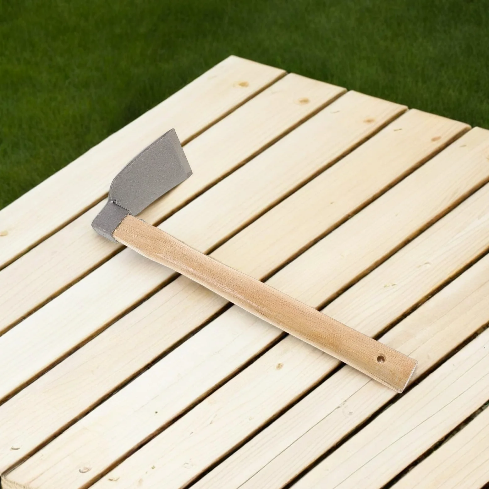 UKCOCO Azadas de Jardinería Manuales de Acero y Madera, 2 Piezas para Desherbar y Excavar Tierra, Herramienta Multiusos para Plantar y Cuidar el Jardín