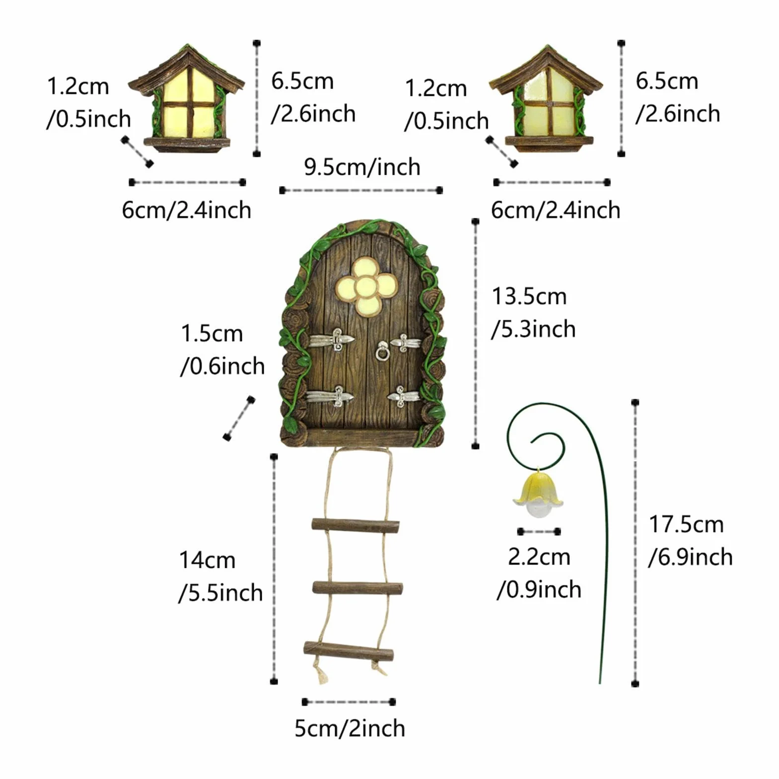 Casas de Hadas para niños, casa de Hadas de gnomo, Ventana y Puerta para árboles, Accesorios de jardín en Miniatura, diseño de jardín Encantado al Aire Libre, decoración de Adorno de césped