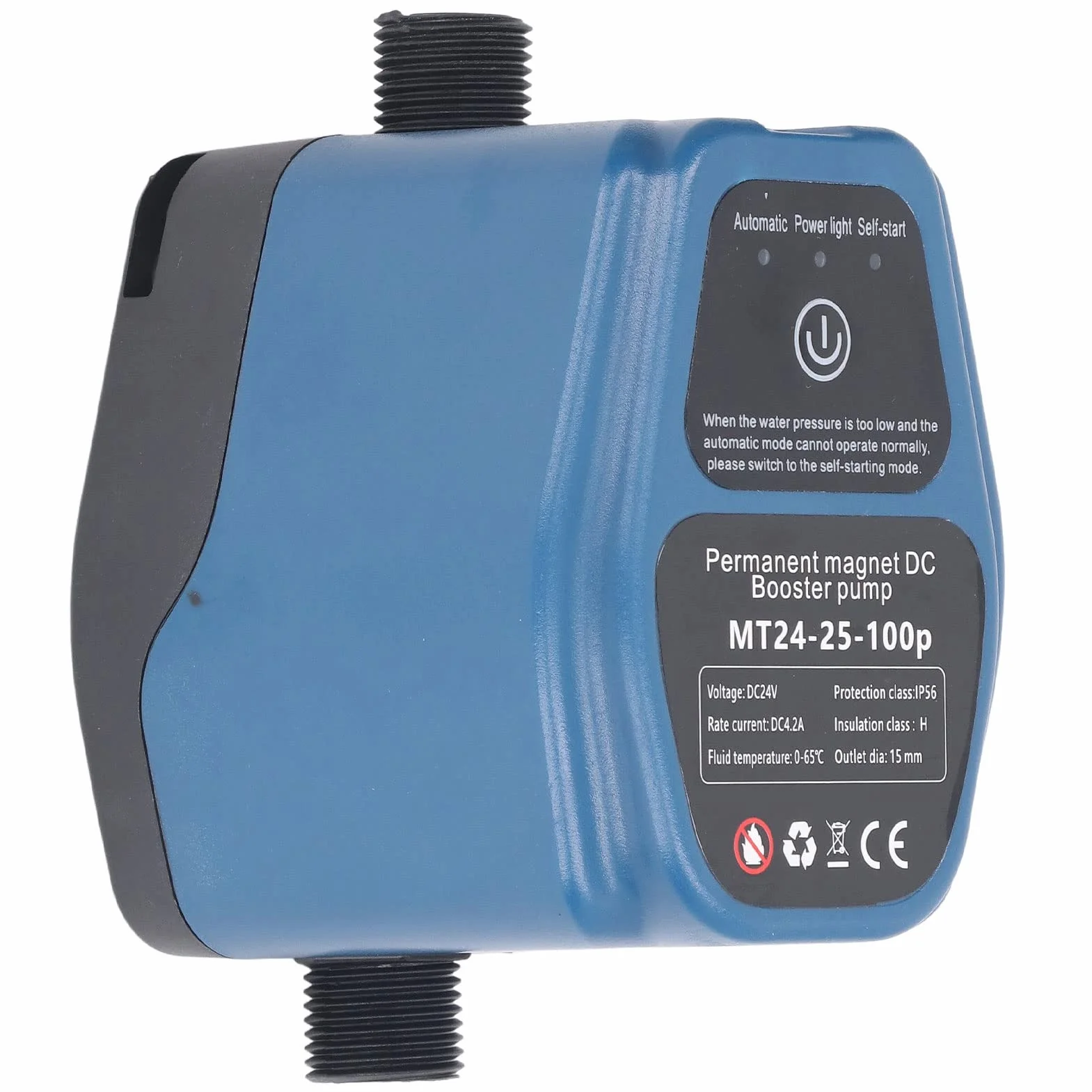 Bomba Elevadora de Presión de Agua Inteligente 100W 24V 25L IP56 con Arranque y Parada Automáticos, de Presión para Ducha con Enchufe