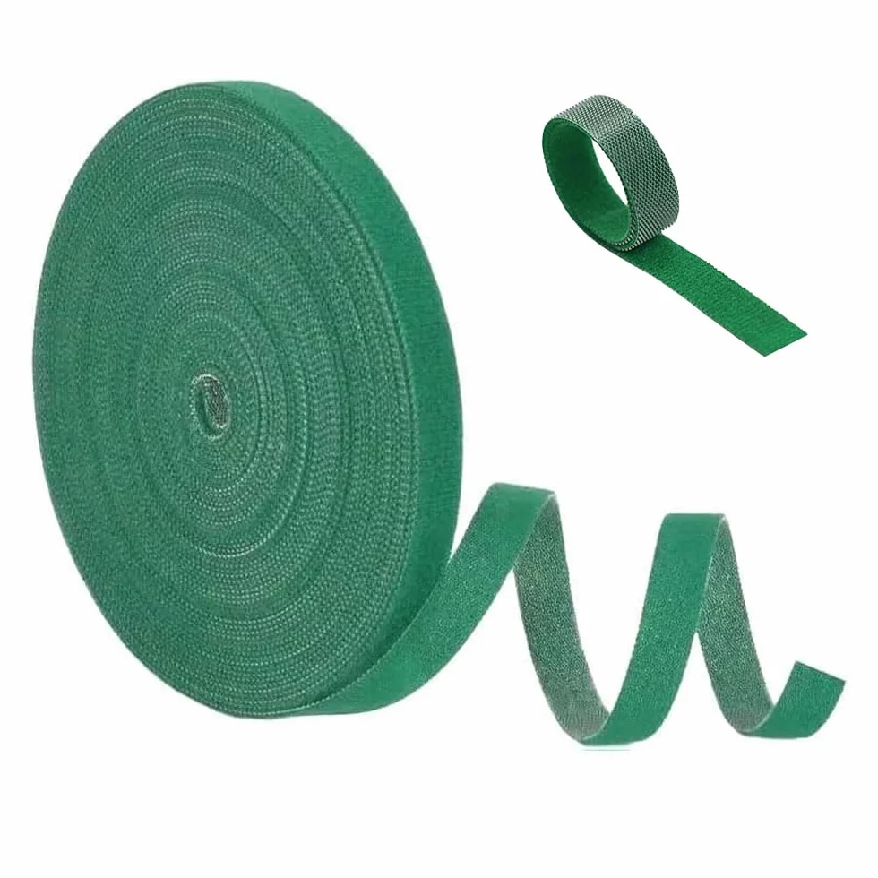 1 Rollo de Cinta para Amarrar Plantas - Agarres Fuertes Reutilizables y Ajustables - Ayuda para Escalar Plantas Resistentes a la Intemperie - 10 mm x 10 m (Verde)