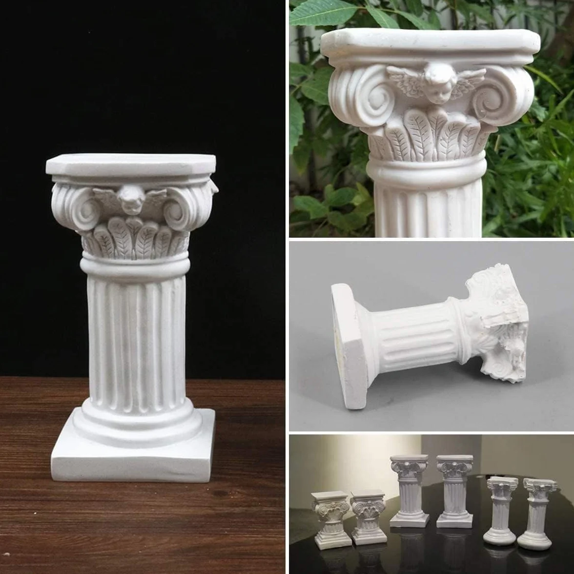 Columna griega de columna romana, columna romana, estatuas griegas clásicas, decoración de escritorio, escultura de boda, decoración de mesa, hogar, jardín, 3.9 x 3.9 x 7.5 pulgadas (blanco)