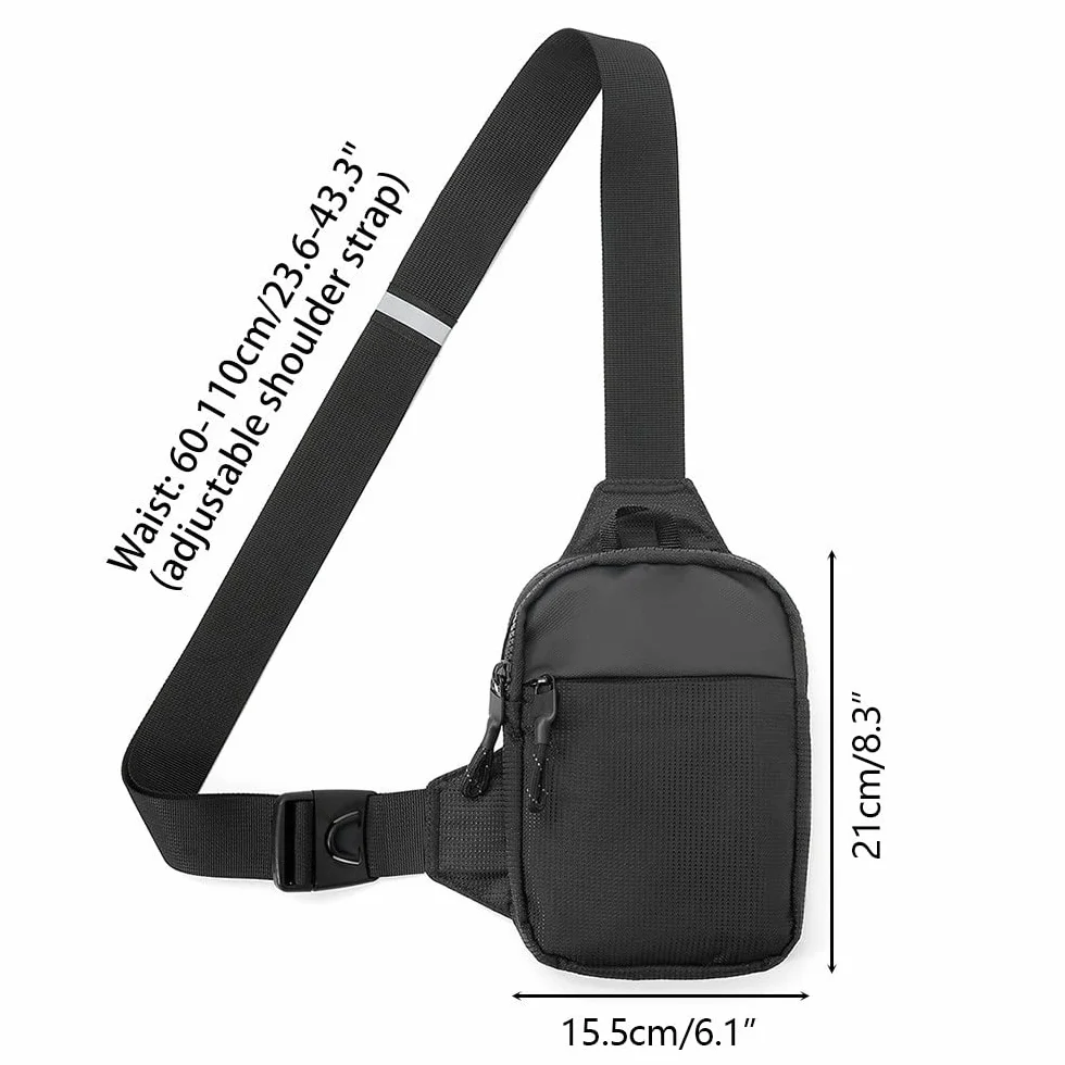 Bolso bandolera impermeable para hombre/mujer, Negro L, 60-110 cm