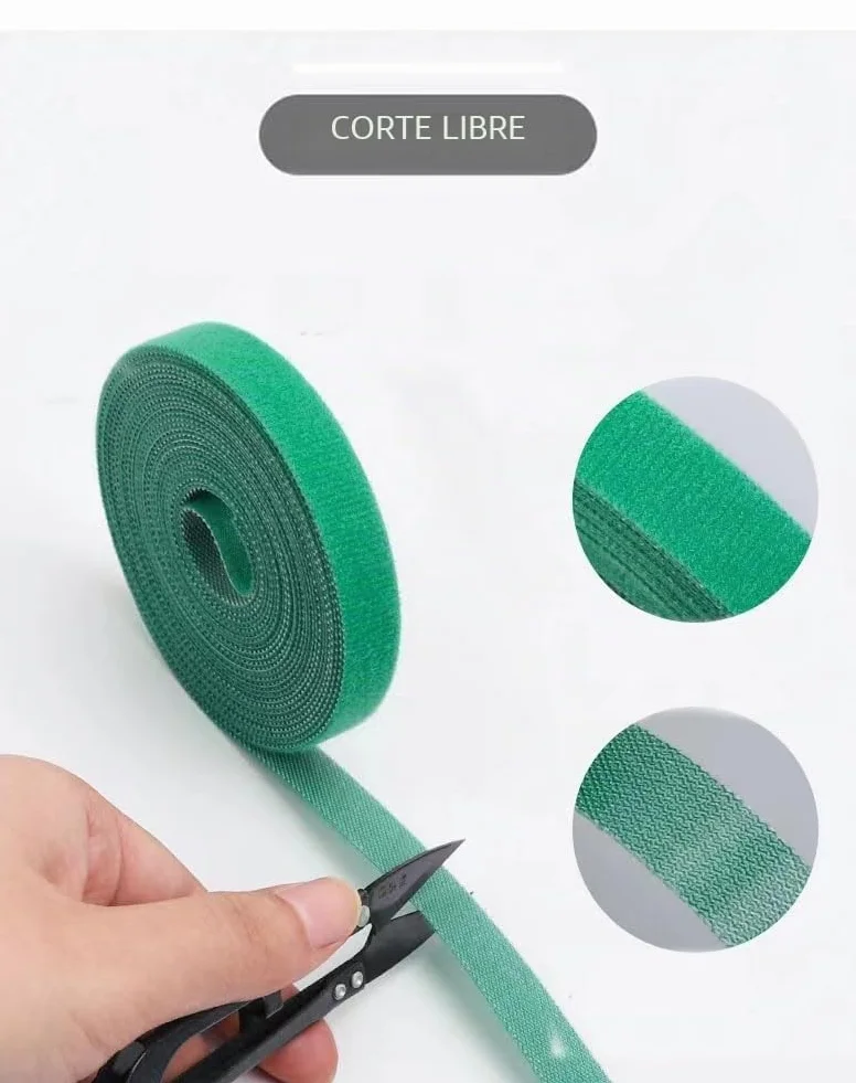 1 Rollo de Cinta para Amarrar Plantas - Agarres Fuertes Reutilizables y Ajustables - Ayuda para Escalar Plantas Resistentes a la Intemperie - 10 mm x 10 m (Verde)