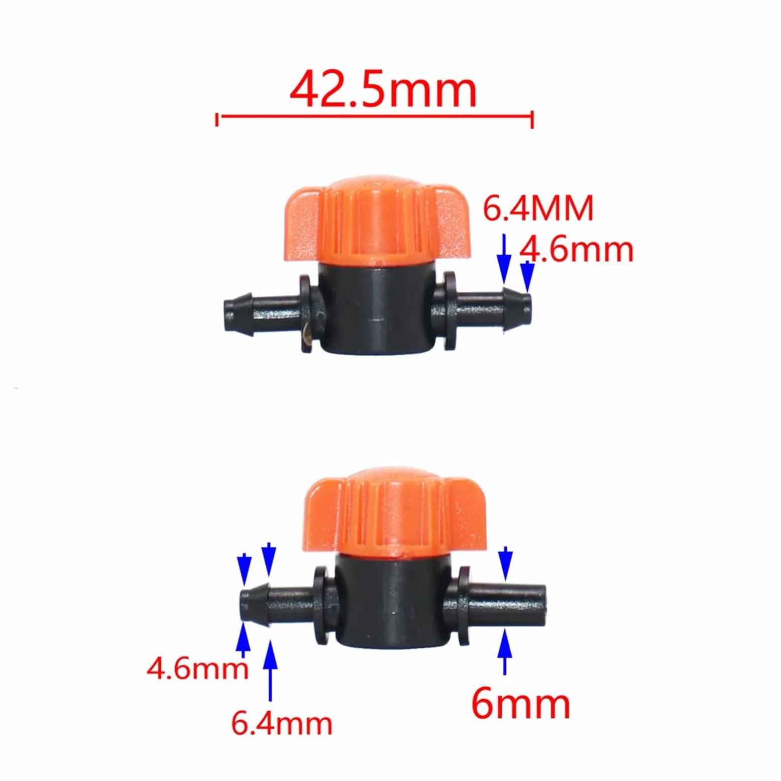 Accesorios para tuberías de riego, Accesorios for riego por Goteo, 100 Unidades, miniválvula de Acoplamiento Cierre, Conector for Manguera 4/7mm, grúa GardIrr, latón