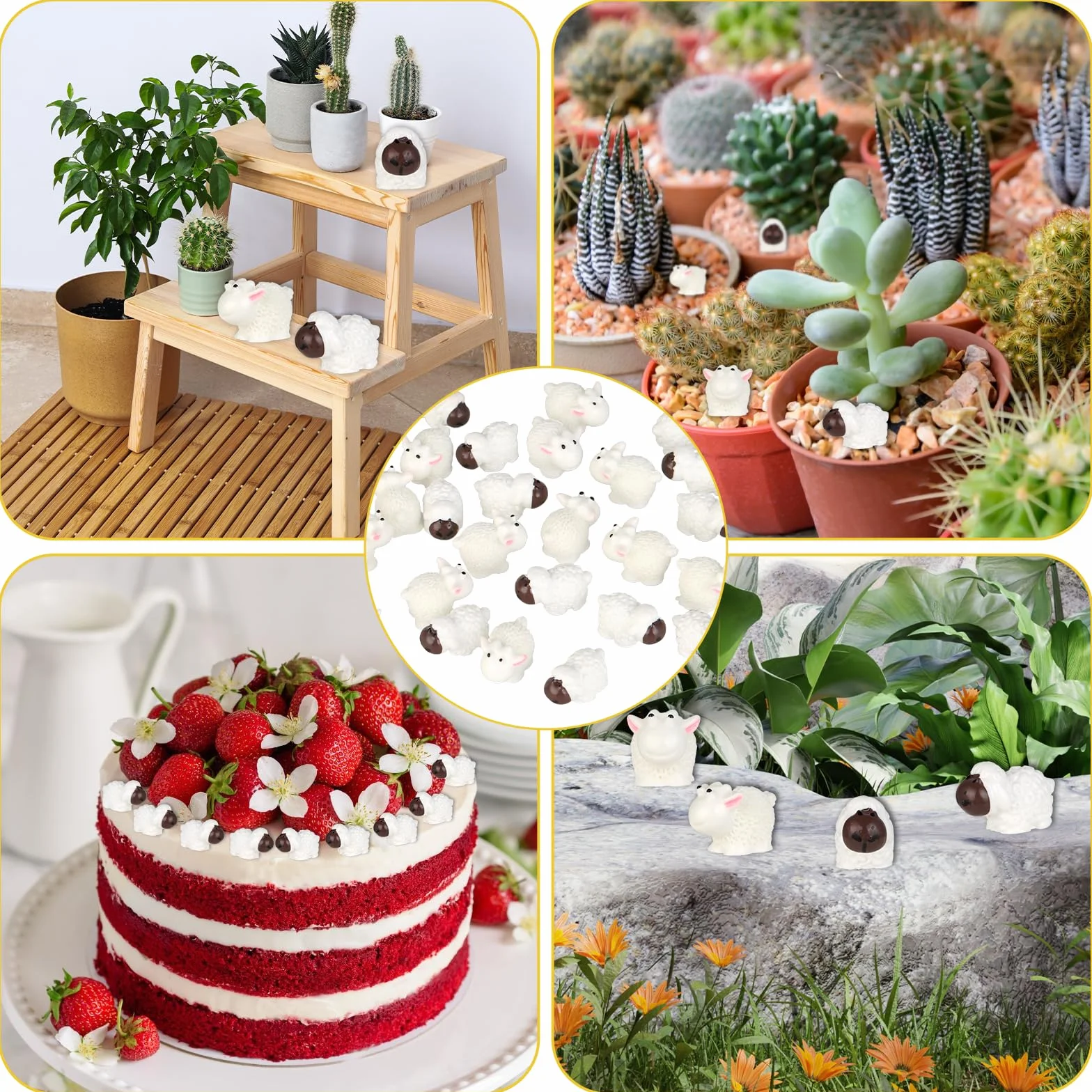 Hariendny 30 figuras de oveja en miniatura, mini ovejas, decoración de paisaje, figuras de oveja de resina, mini animales de goma, decoración del hogar, animales para jardín, accesorios de adorno