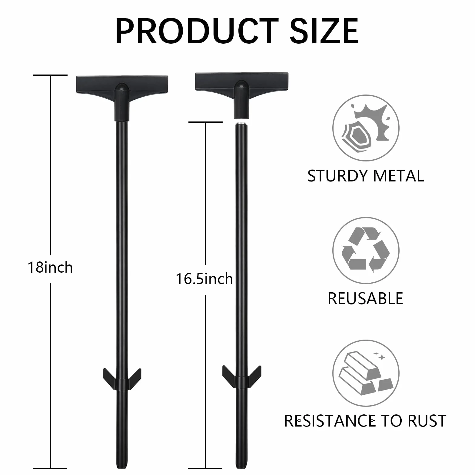 Estacas de señalización para carteles de 45 cm, soporte impermeable para señales de patio, soporte de letreros de metal, color negro, para jardín, patio, césped (4, negro)
