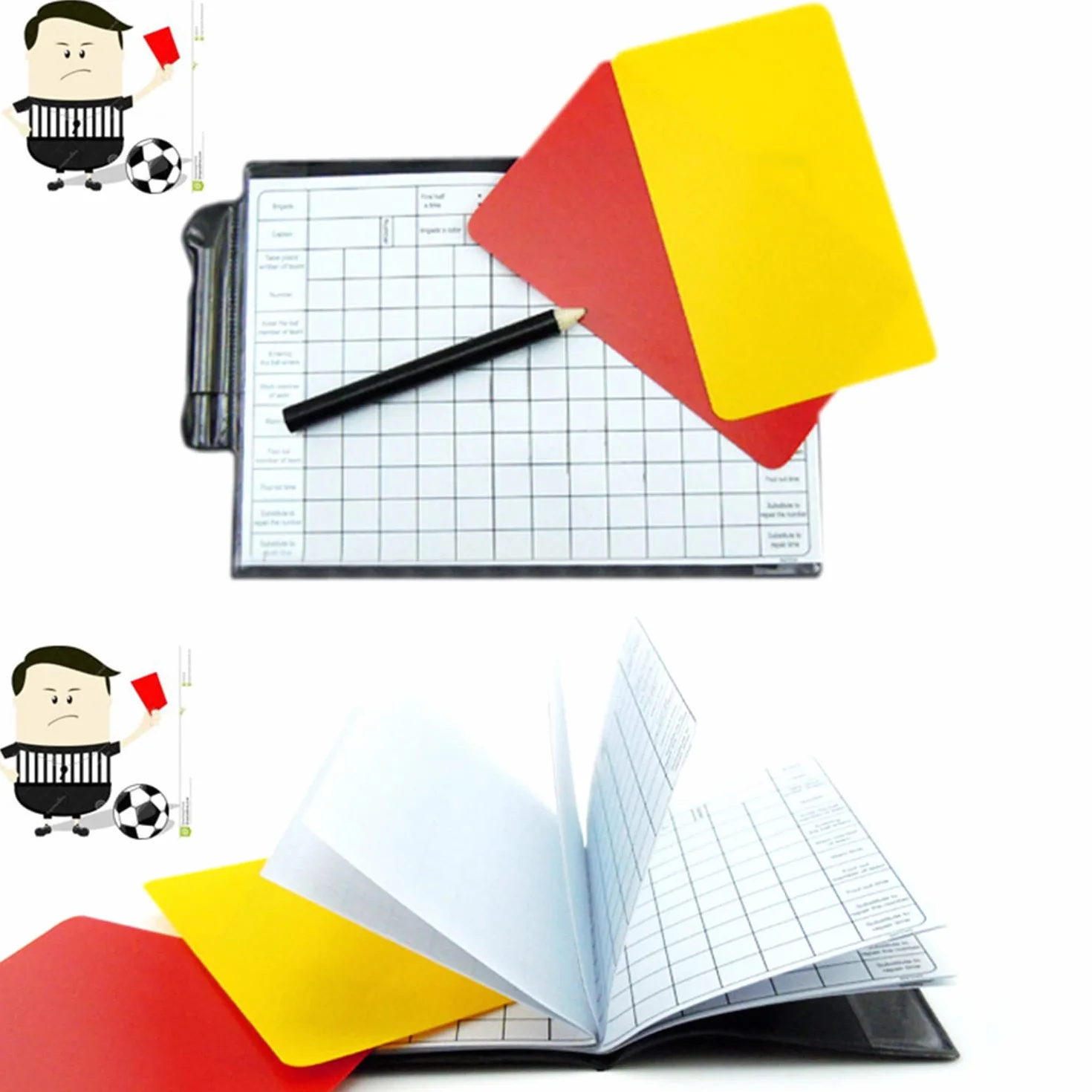 Silbato de Acero Inoxidable Kit de Tarjetas de Árbitro Tarjetas Amarillas y Rojas Fútbol con Lápiz