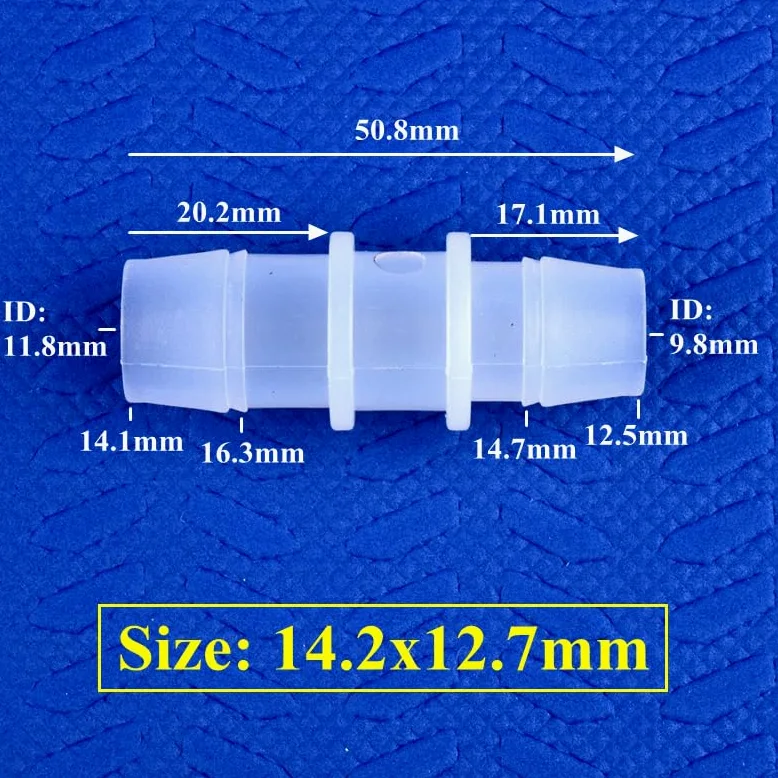 Conectores directos reductores de pagoda de polipropileno de 5 a 200 piezas de 14,2 mm, 15,8 mm a 7,9 a 14,2 mm, for sistema de riego, juntas de manguera(14.2x12.7mm,200 Pieces)