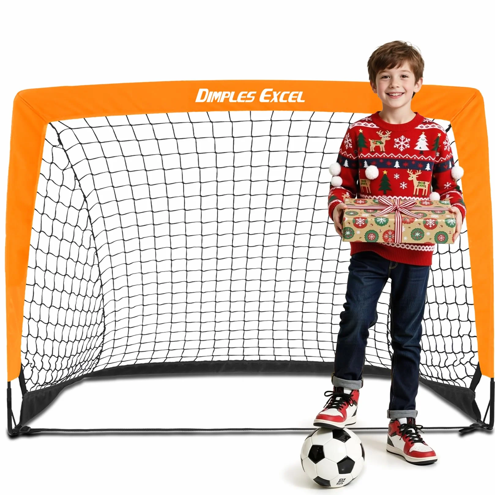 Dimples Excel Portería de Fútbol Infantil Pop-Up Plegable Set de 1 o 2 con Balón Bomba y Conos