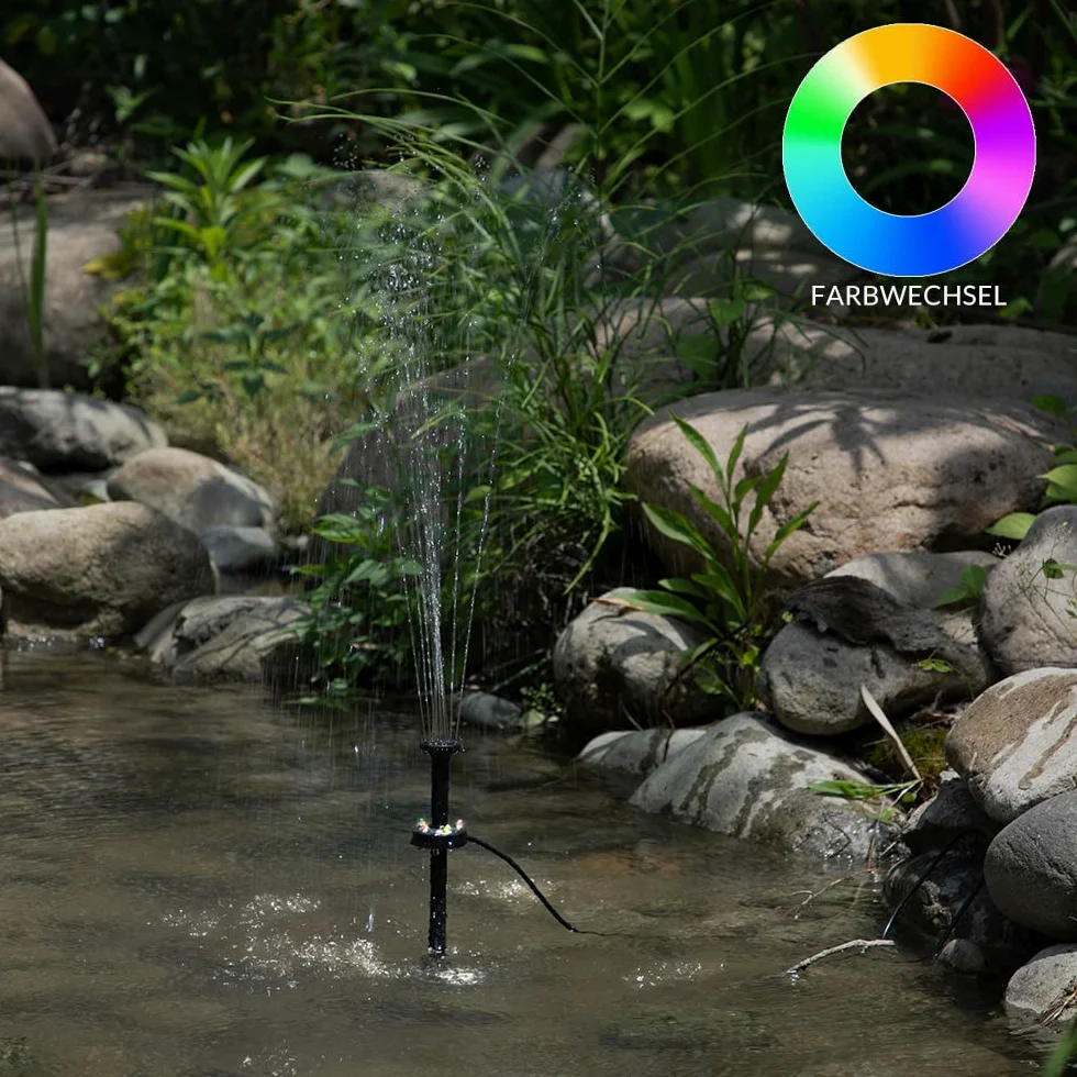 Monzana Bomba Solar LED para Estanque de Jardín Fuente Multicolor Panel Solar Temporizador Control Remoto