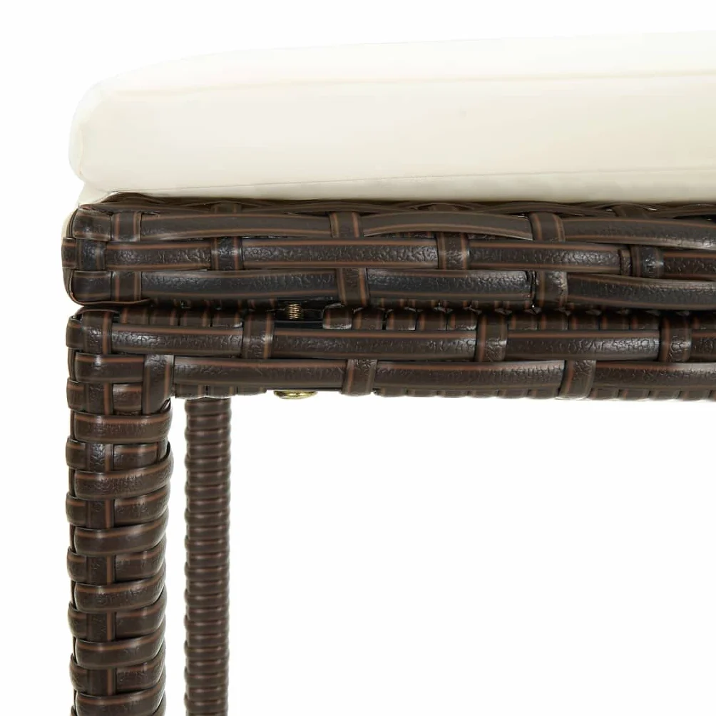 vidaXL Set de Bar para Jardín 4 Piezas y Cojines Asiento Silla Mesa Patio Terraza Barra Bistró Muebles Mobiliario Ratán Sintético Marrón