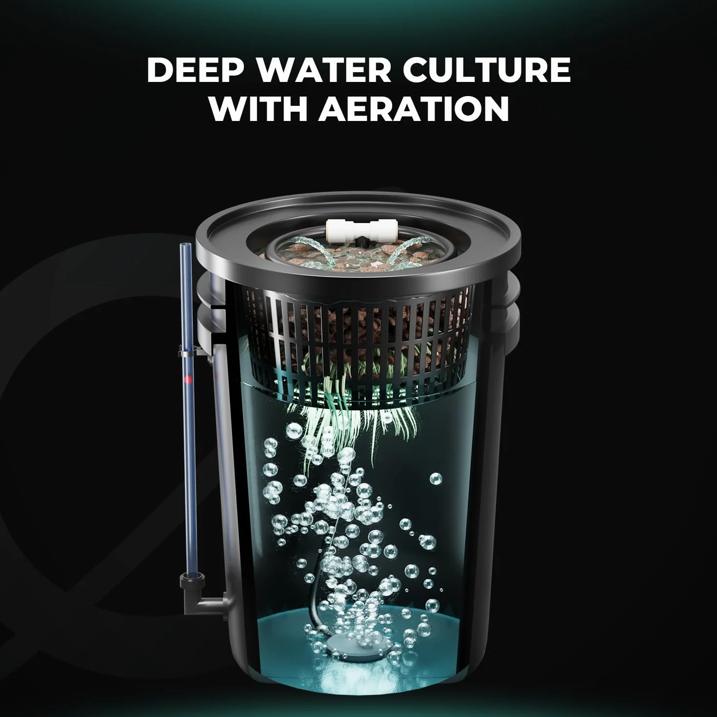 MARS HYDRO DWC Hydrokultur Anbausystem 5 Gallonen Tiefwasserkultur mit 11W Luftpumpe, Mehrzweck-Luftschlauch, Luftstein, 4 Eimern und Topf-Tropfkit
