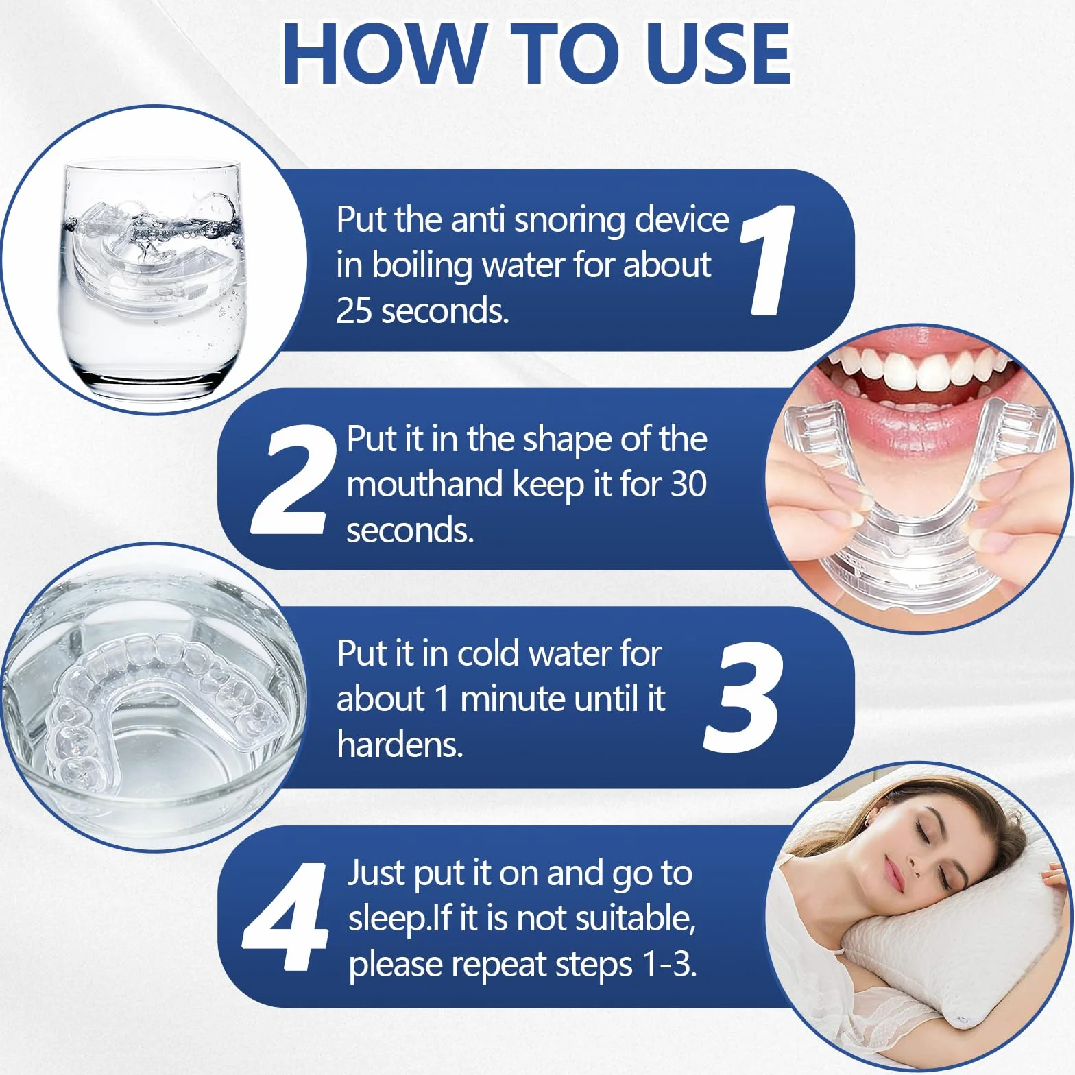 Kit de Protección Dental 4 Piezas, Férula Dental Moldeable para Bruxismo, Protector Bucal Antirronquidos