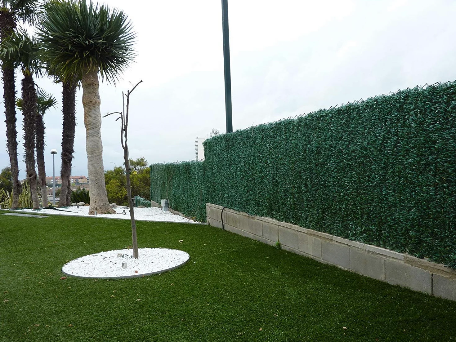 PAL | Rollo de seto Artificial ignífugo Verde de ocultación vallado jardín 3x1.5m (3- Rollos seto 3x1.5)