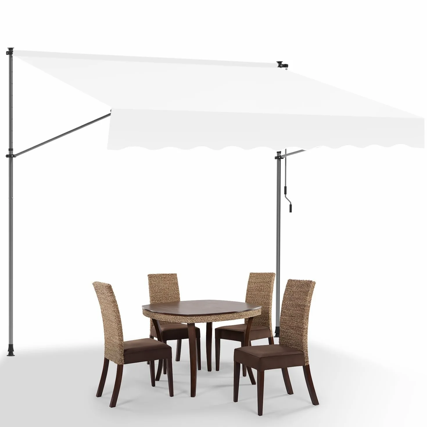 Toldo con sujeción de 300 cm de ancho con manivela manual, toldo para balcón sin necesidad de perforación, toldo ajustable en altura con protección UV50+ y repelente al agua, montaje