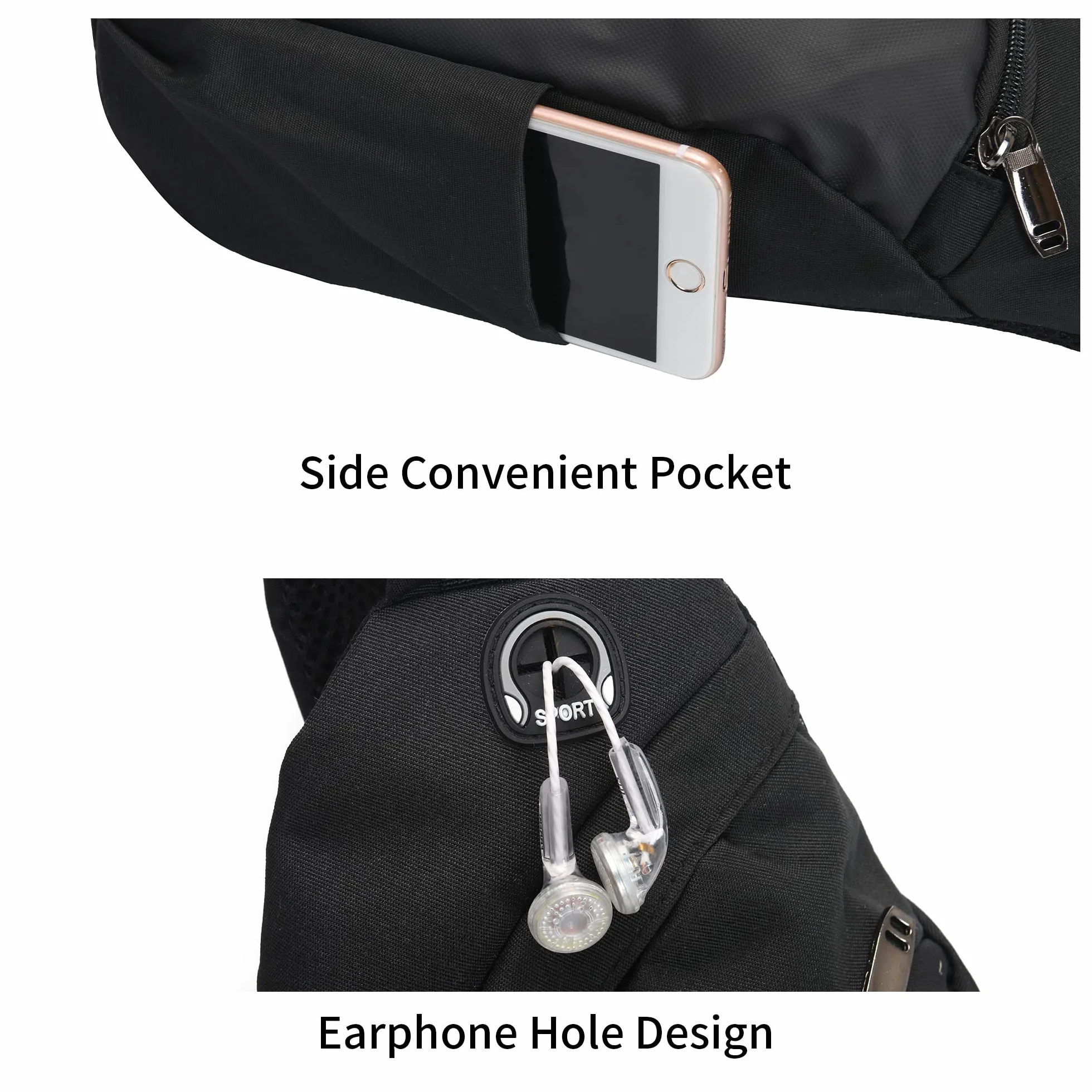 Sling Bag Impermeable para Hombre y Mujer, Bolsa de Pecho Cruzada para Deporte al Aire Libre