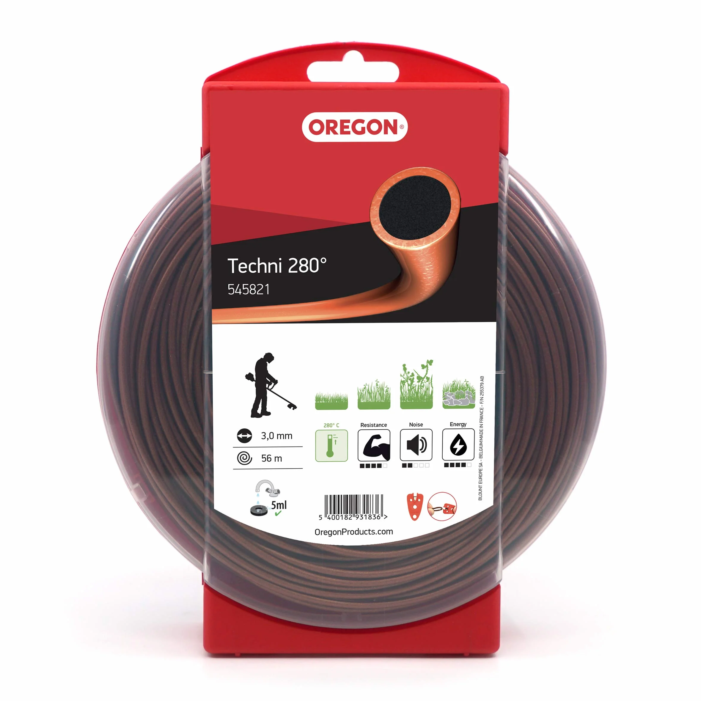 Oregon Hilo Resistente al calor para Desbrozadora 3mm, Hierba, Maleza, Vegetación y más, Hilo de Nylon de Gran Resistencia, Compatible con la Mayoría de Modelos Estándar, 3.0mm x 56m (545821)