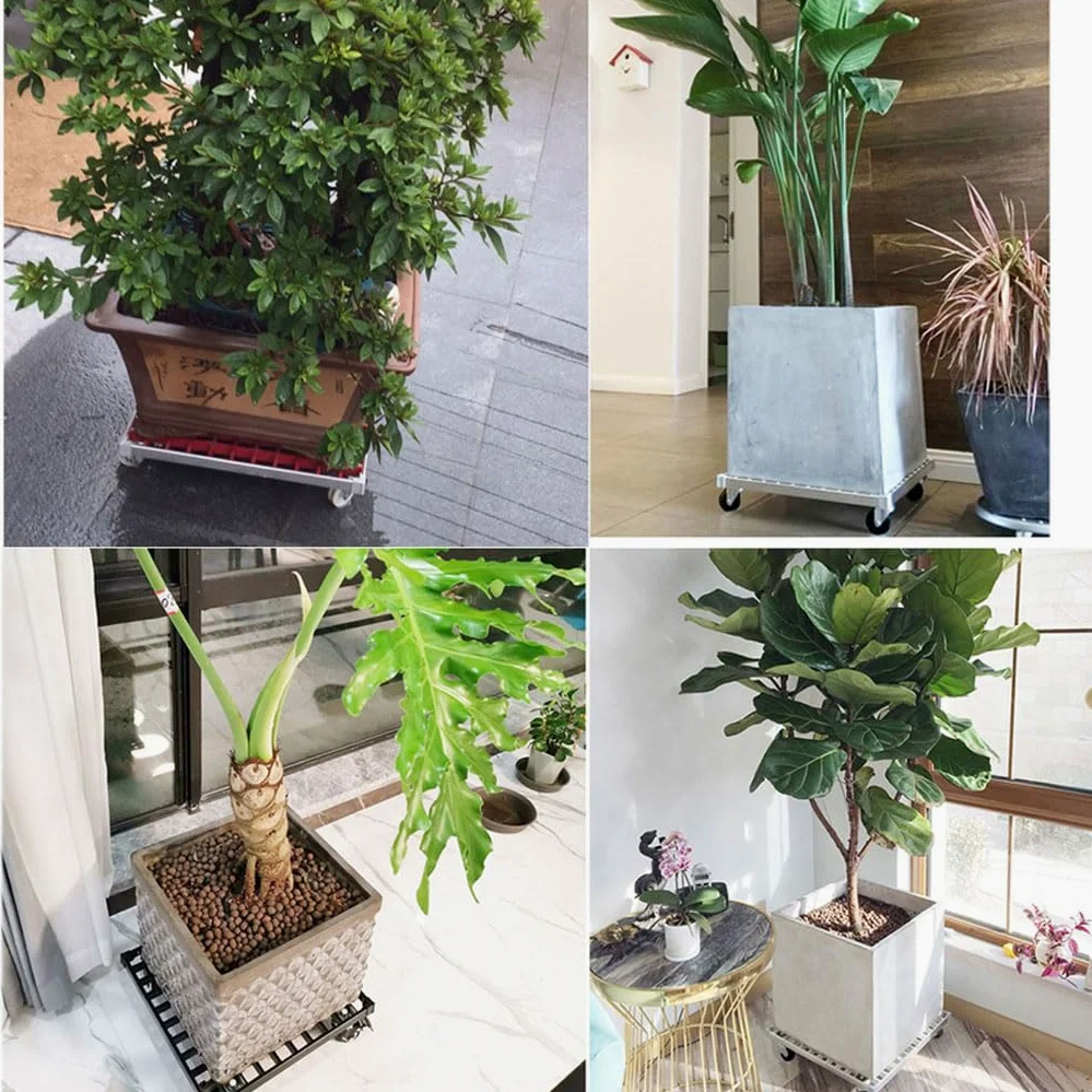 Caddy para plantas con ruedas de alta resistencia, soporte rodante para plantas con capacidad de 330 lb, carrito para macetas para interior y exterior, base cuadrada de carretilla 31cm/12in