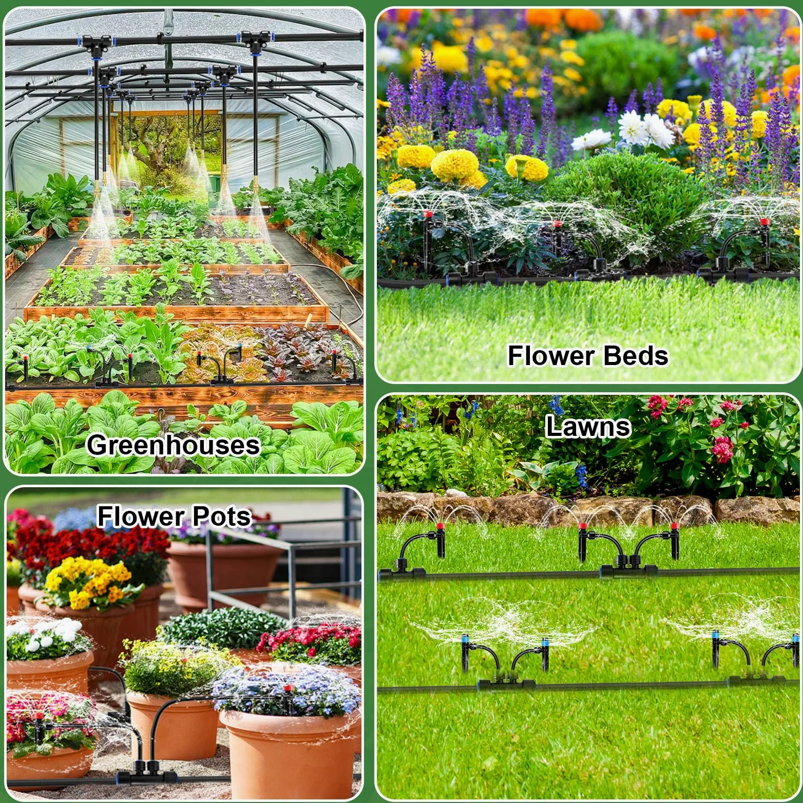 Sistema de riego automático de 360 ° para jardín, 30 m, 20 emisores con estaca + 10 boquillas de cobre ajustables, 12 mm+6 mm, sistema de riego por goteo y sistema de refrigeración por niebla para