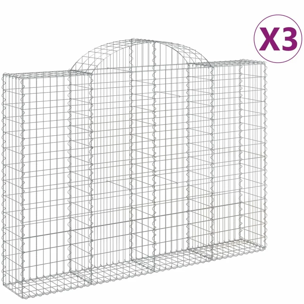 Cestas para gaviones (3 unidades, 200 x 30 x 140/160 cm) | Diámetro de alambre de 3,5 mm, ganchos reforzados, barrera decorativa de jardín, relleno con piedras o grava