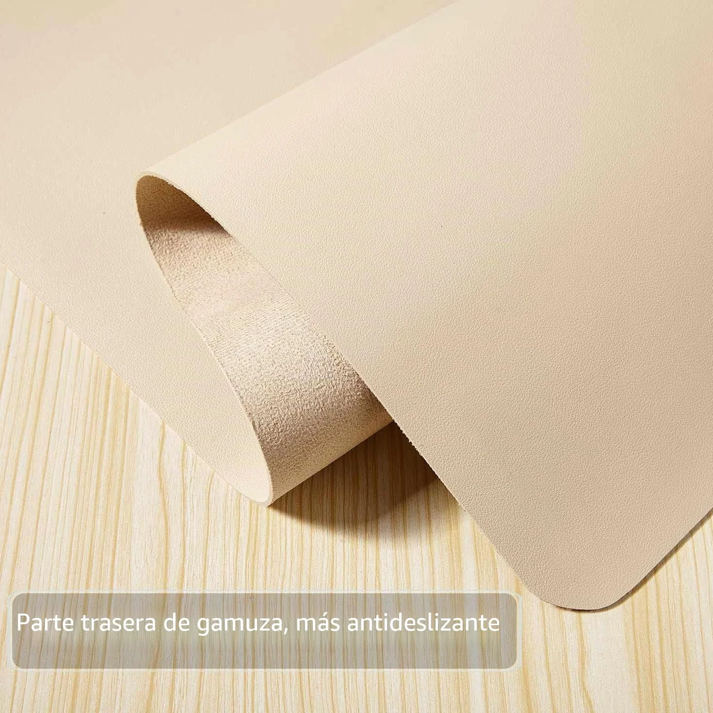 Alfombrilla de Ratón Extendida 80x40 cm Cuero PU Impermeable Gamuza Antideslizante Beige