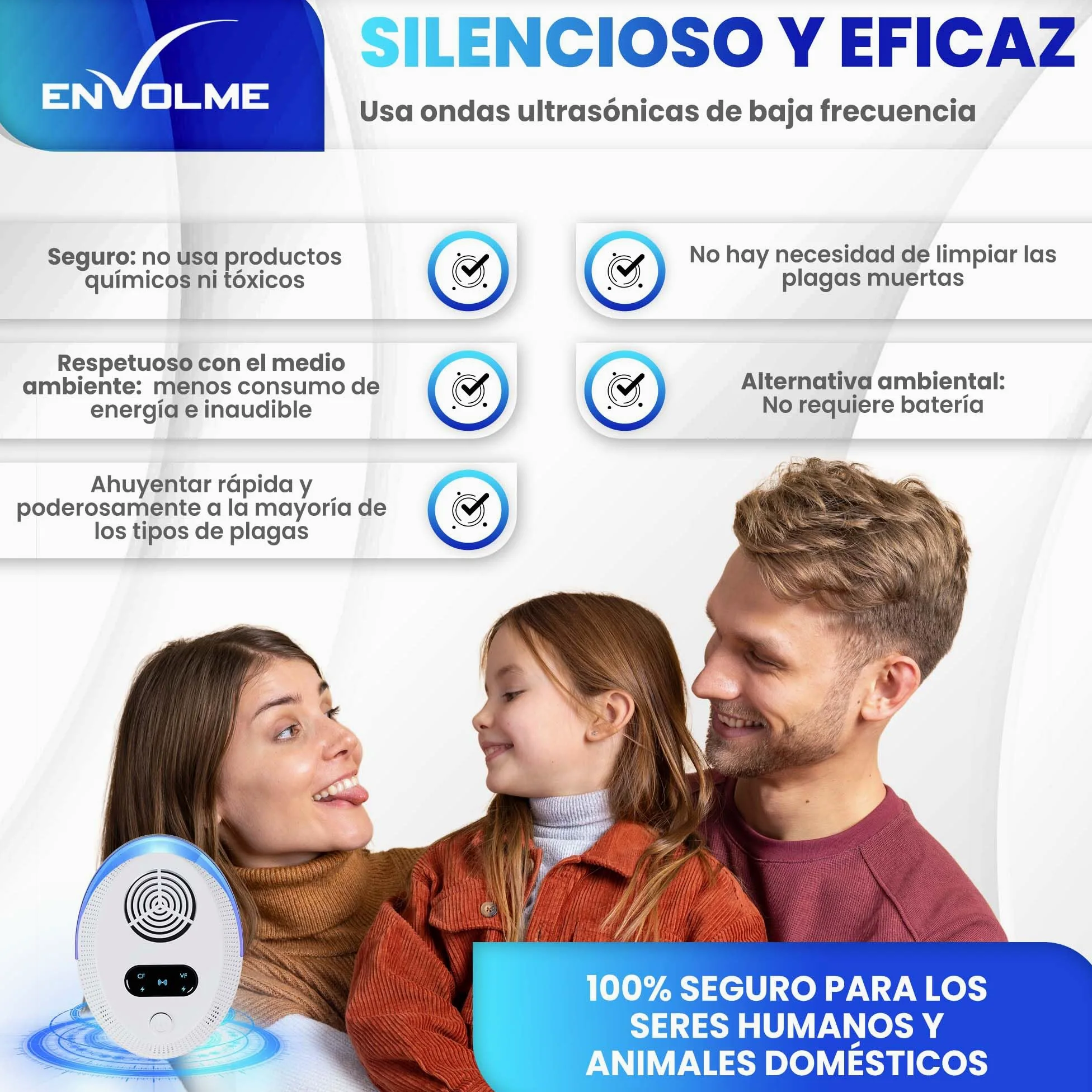 Repelente Ultrasonico de Plagas Cucarachas Roedores Ratas Mosquitos Avispas