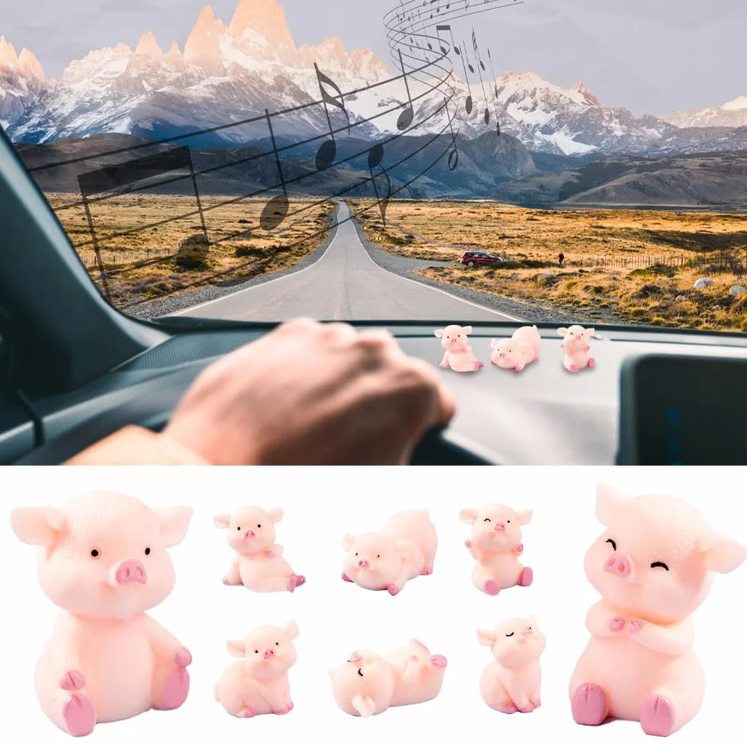 SGERUFZ 8 Pcs adornos de cerdo pequeño decoración de coche decoración de escritorio cerdo de la suerte regalo de cerdo de la suerte rosa