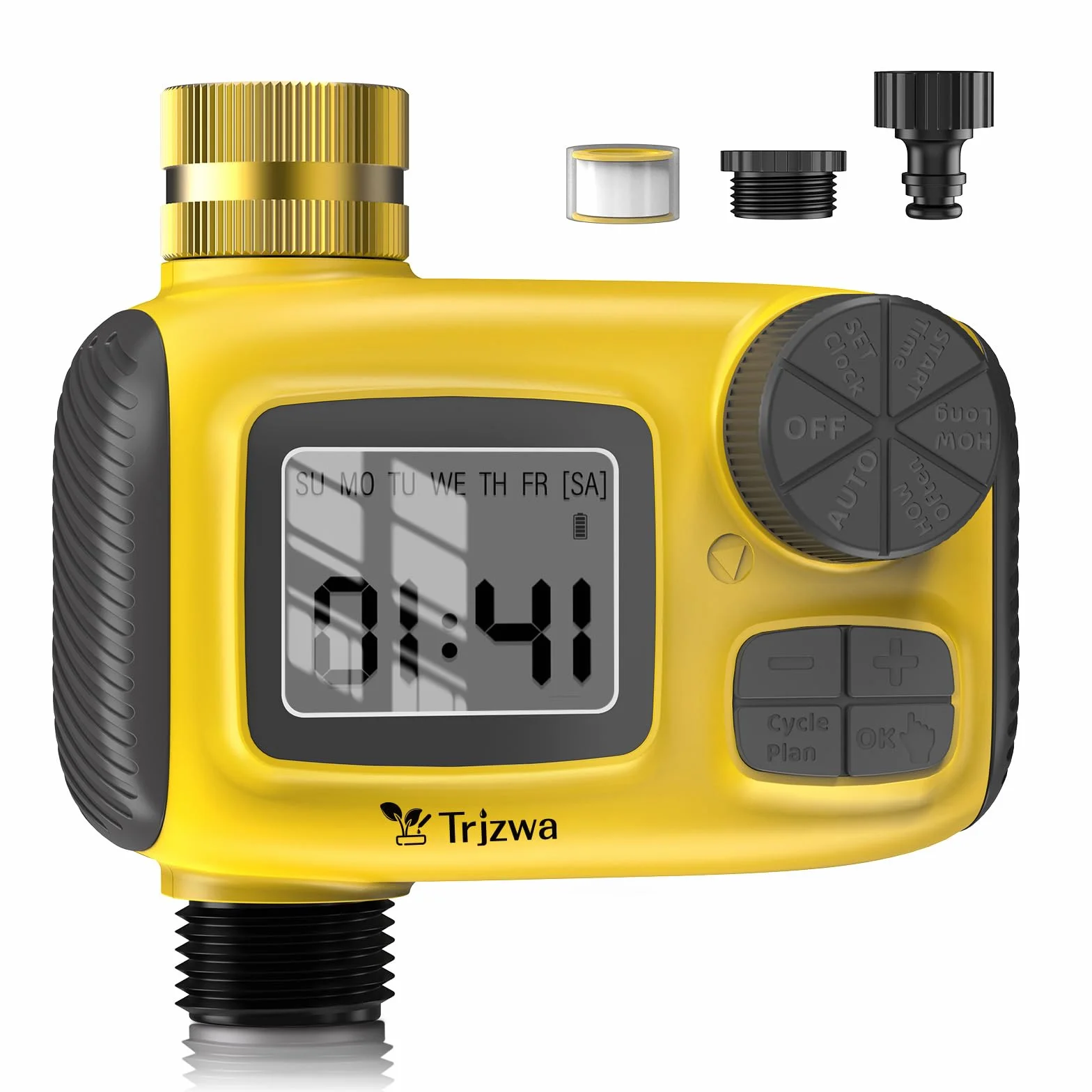 Pantalla LCD Programador de Riego Automático, Sistema de Riego Automático, con 3 Programas de Riego Independientes/Función de Retardo de Lluvia，Apto para Riego Césped/Patios