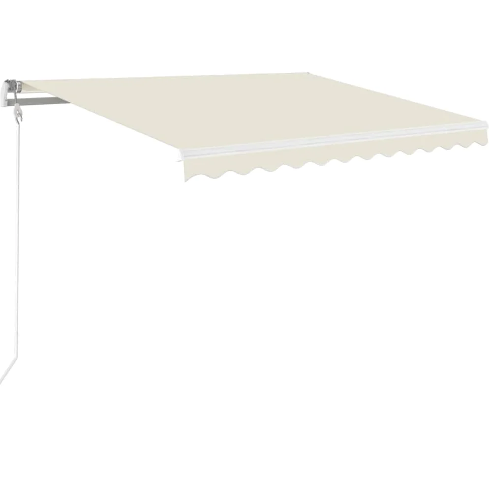Toldo con brazo articulado, 350 x 250 cm, toldo manual retráctil con manivela, dispensador de sombra para terrazas y balcones, marco de aluminio blanco, tejido de poliéster crema