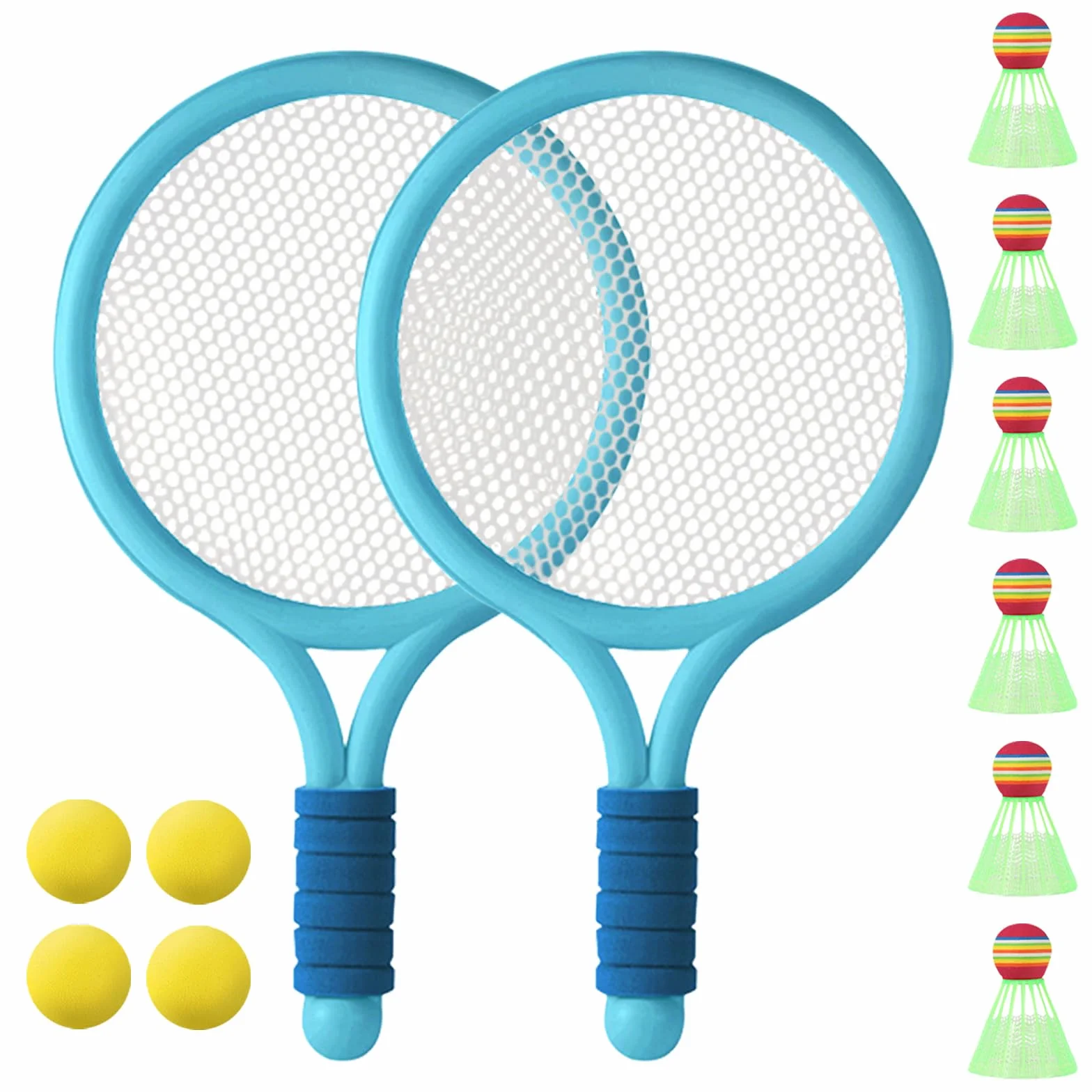 Juego de pelota de fútbol para niños con red - 4 pelotas de entrenamiento suaves y 6 bádminton