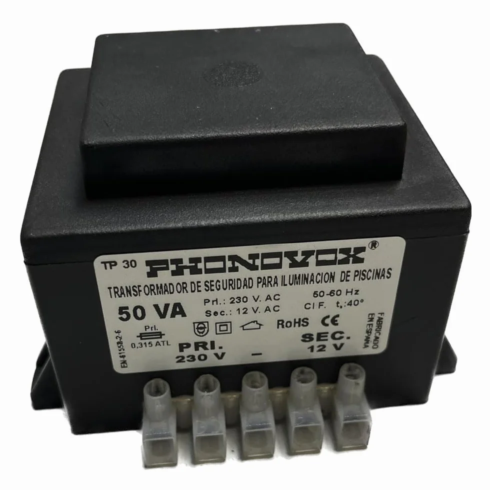 Transformador Pool 50VA 230/12V 50-60Hz. IP-00 Regleta TP31050 PHONOVOX