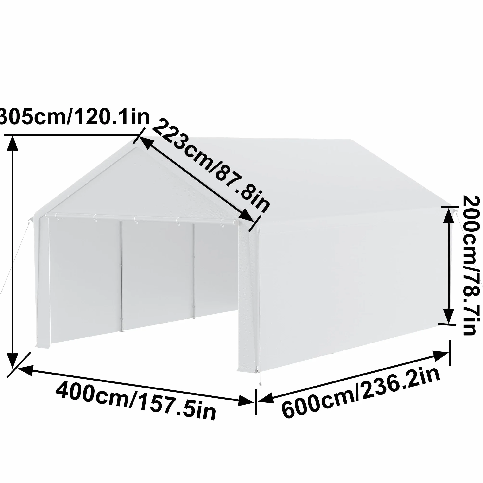 UISEBRT Garaje para tienda de campaña de 4 x 6 m – Carpa y tienda de campaña en un solo – refugio y tienda de pastoreo con lona de polietileno resistente, marco de acero, techo y suelo reforzado