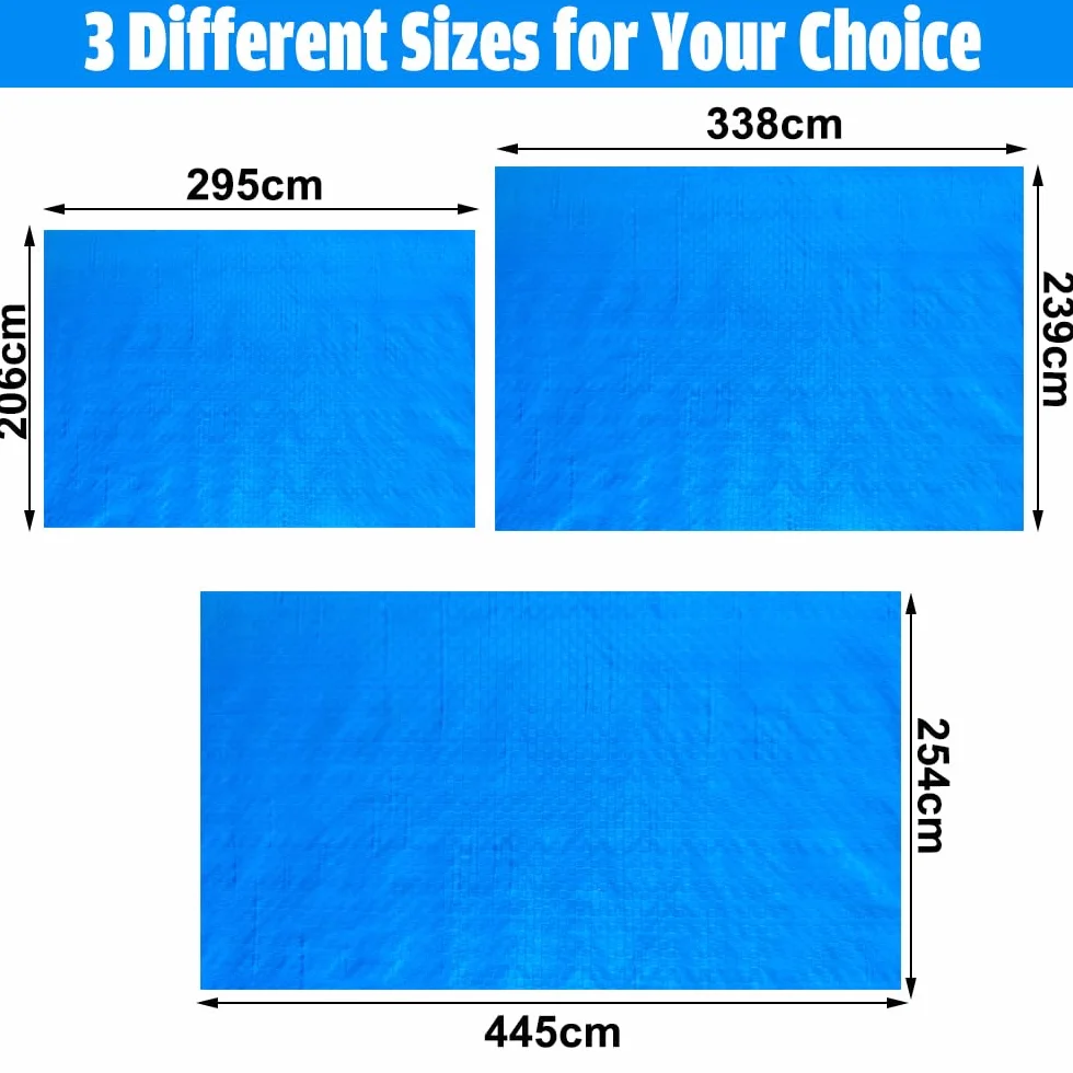 Paño para el Suelo de la Piscina, Alfombrilla Rectangular para Piscina, Alfombra Piscina, Duradera, Resistente al Agua, 295x206cm