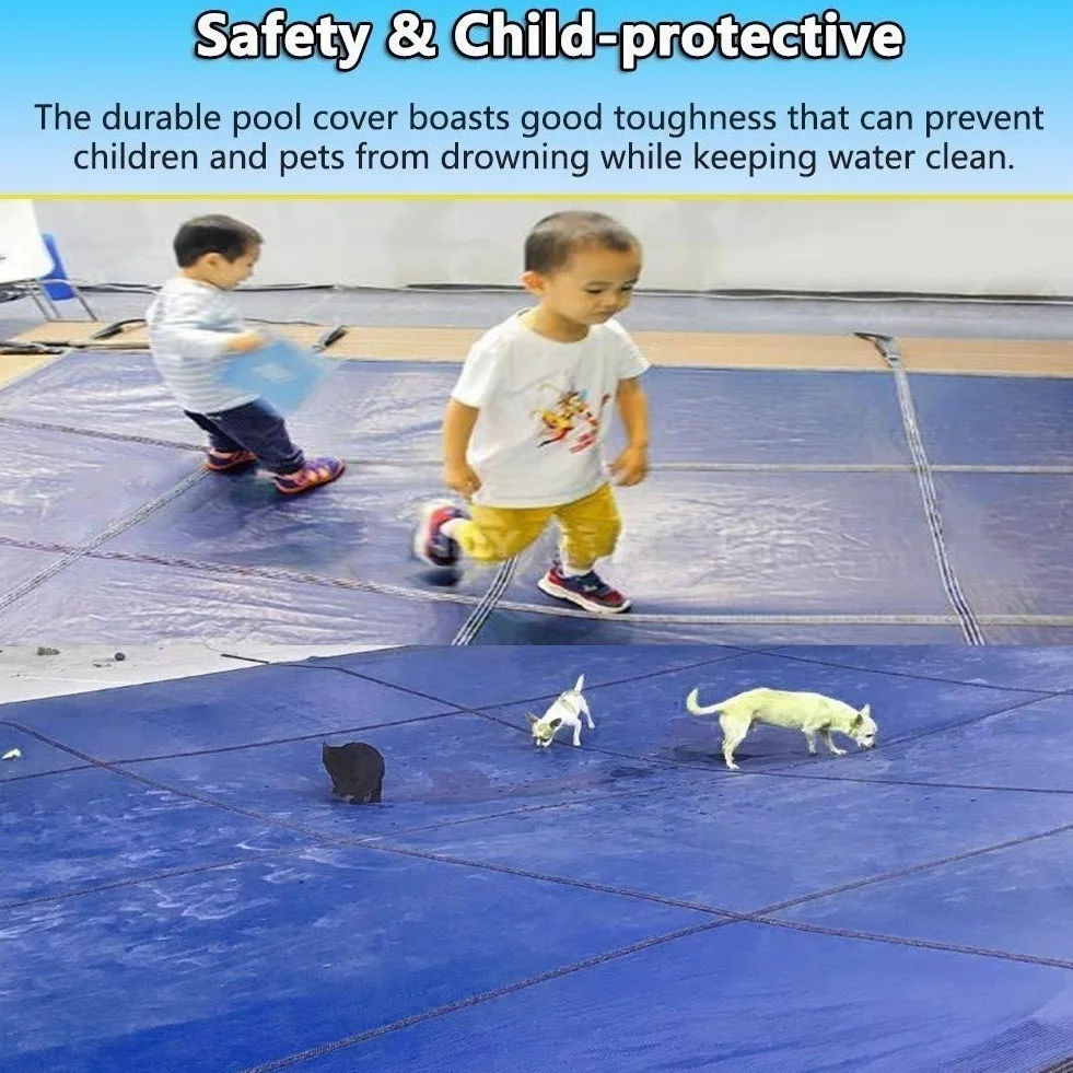 Cobertor Solar para Piscinas Cubierta de seguridad extra larga para piscina de invierno, para seguridad y protección de niños y prevención de escombros, con herramientas de instalación Cubierta de pi