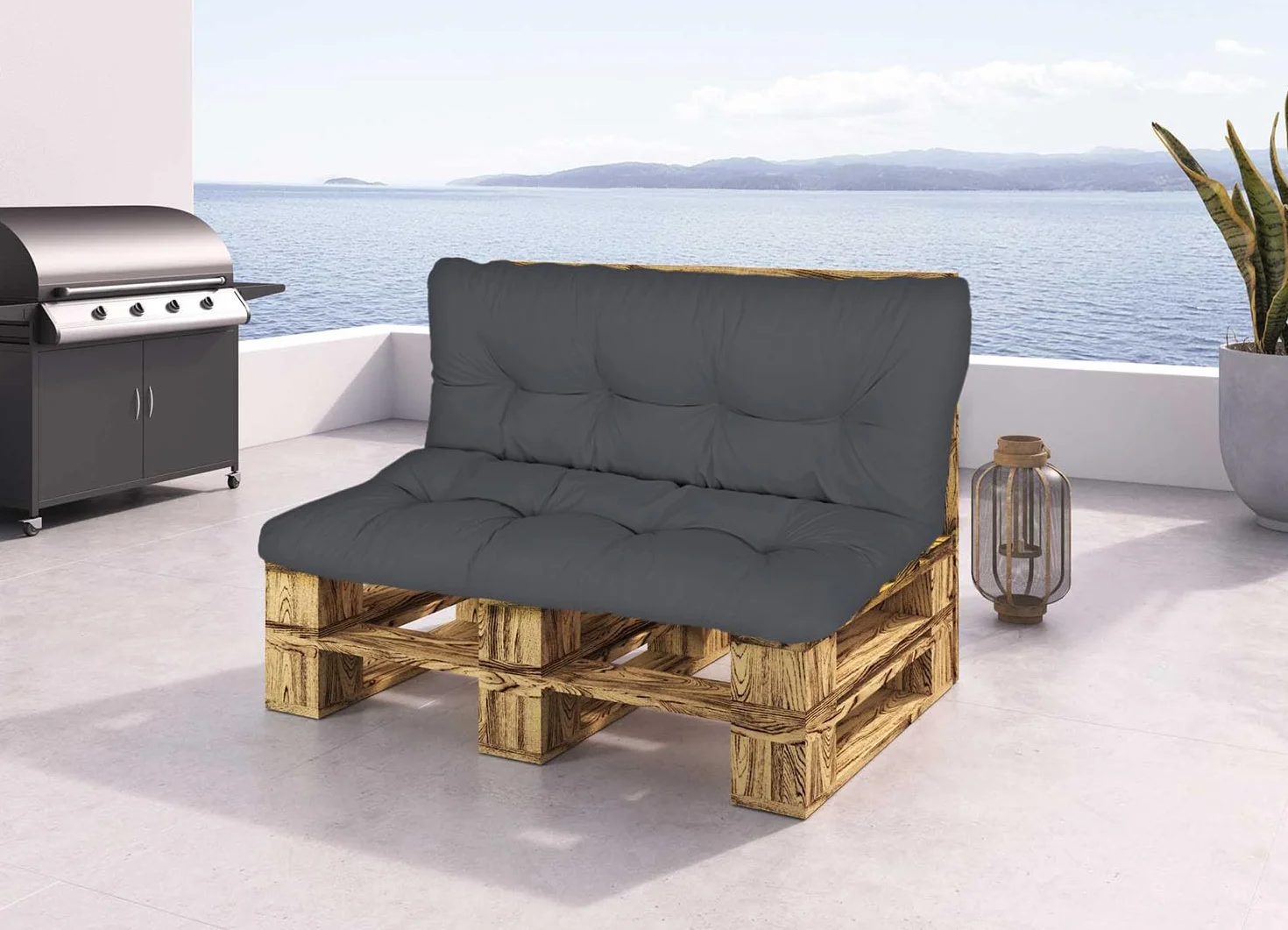 Cojín de banco para silla de jardín, impermeable, 100x50x50 cm, para muebles de palé, exteriores, tumbona, cojín de banco con respaldo para muebles de jardín, Beige [133]