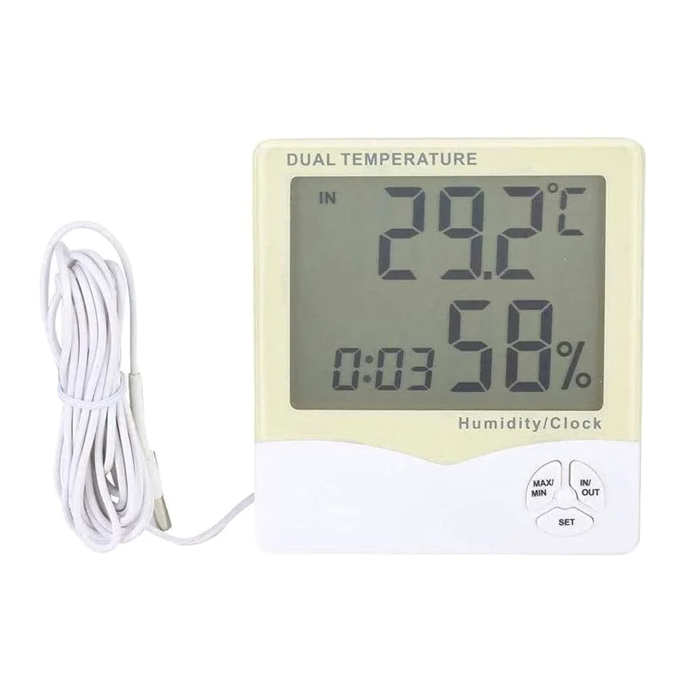 Termómetro de higrómetro Digital, Monitor de Temperatura Interior y al Aire Libre Monitor de Oficina Temp Temp MEGURO DE Gauge for HOGAR, Oficina, INVERNIERNO, JARDÍN Interior