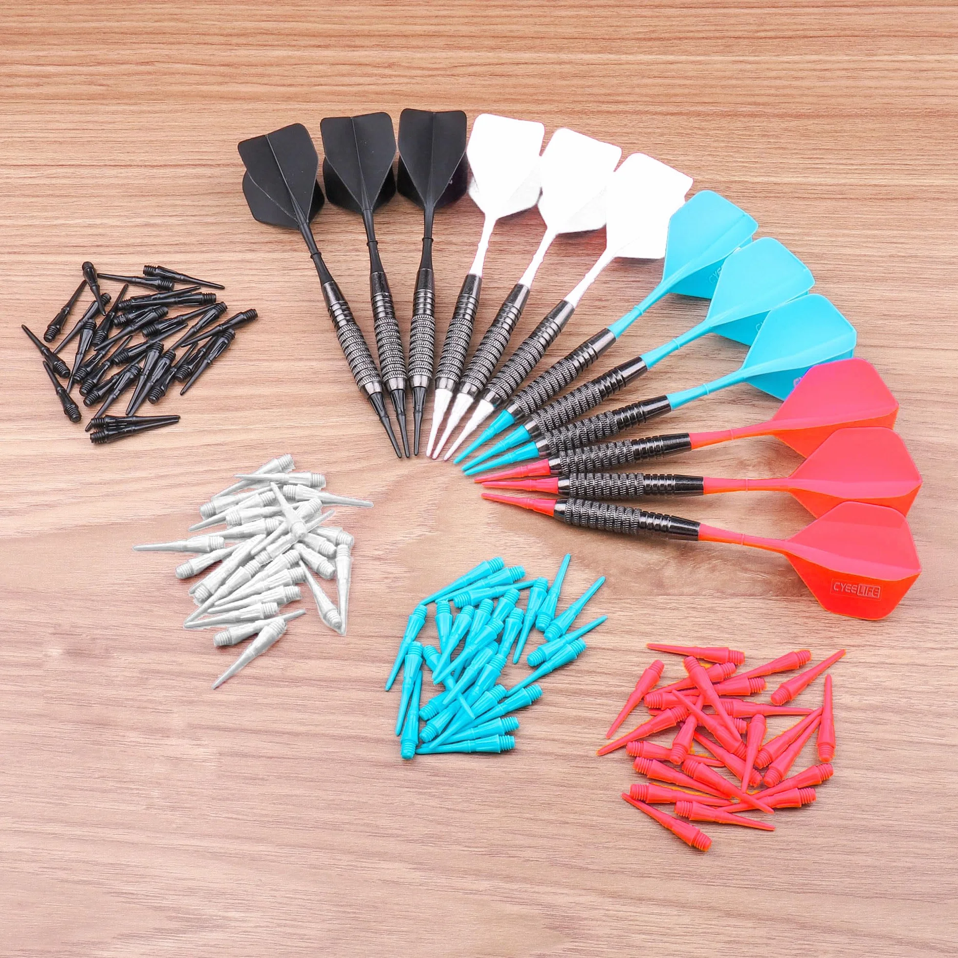 CyeeLife Dardos de Plastico 16 Gramos, 4 Colores Ejes, Dianas Electronicas
