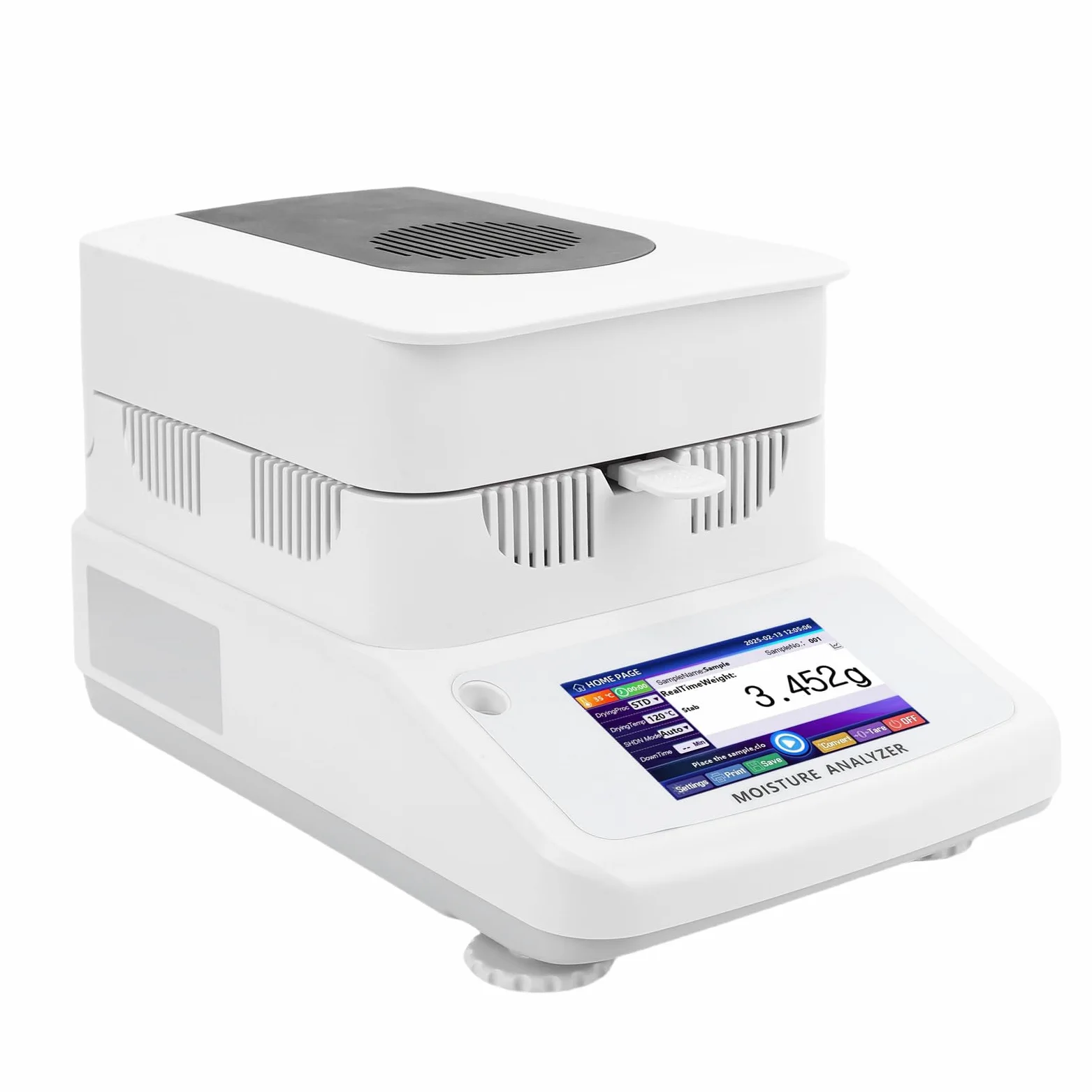 Analizador de Contenido de Agua de Calefacción Halógena, Medidor con Pantalla Táctil de 120 G para Alimentación de Maíz, Precisión de 0,002 G, con Acero Inoxidable, (Enchufe europeo 220V)