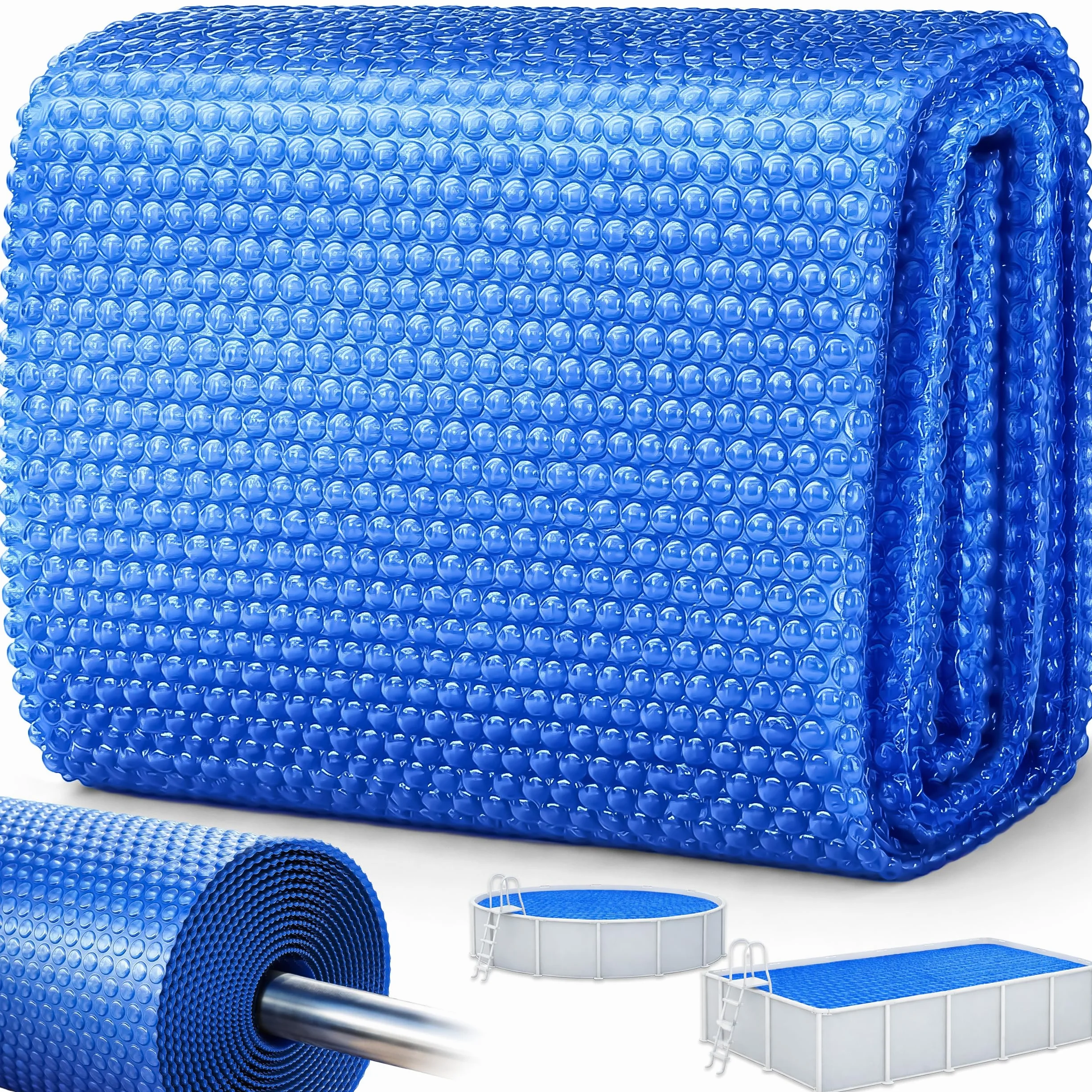 tillvex Cobertor Solar para Piscinas Redonda & Rectangular | Espesor de la lámina Solar 120 µm | La Cubierta Solar se Puede Cortar a Medida (Ø 600 cm, Azul)